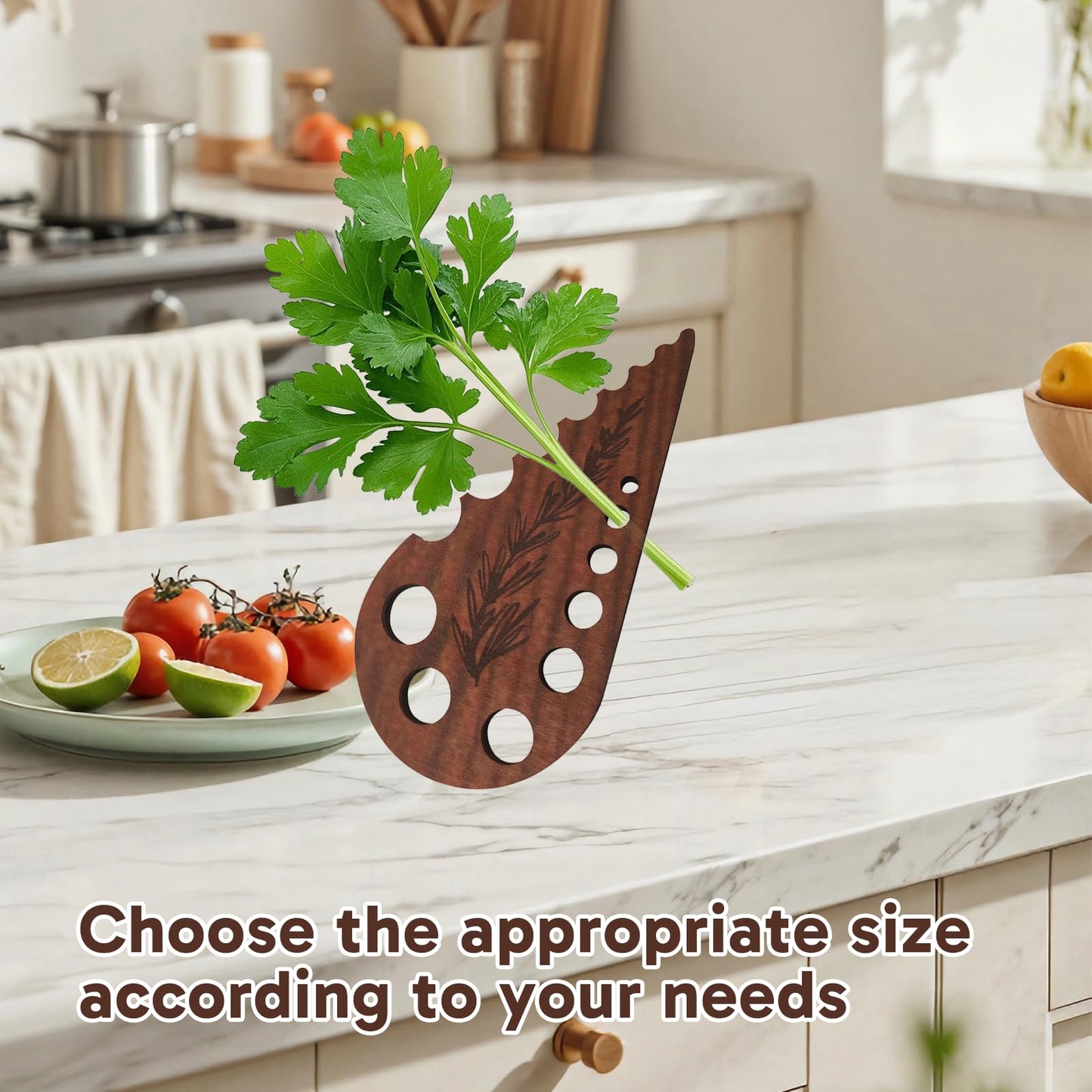 2 Pcs Wooden Herb Stripper, Vegetable Leaf Separator Tool, Functional Kitchen Gadget for Home Cooking and Professional Chefs