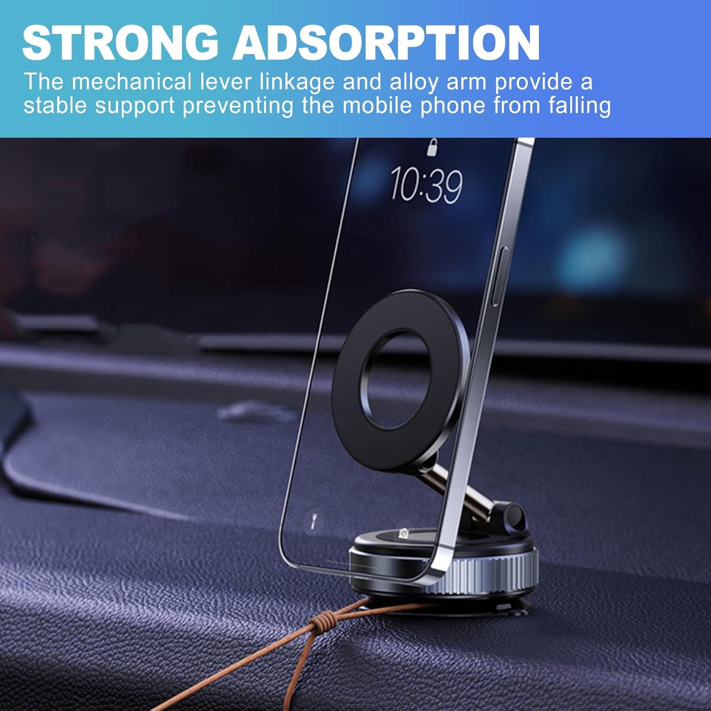 CoguZed 360 Magnetic Suction Cup Phone Mount, Strong Vacuum Phone Holder with Degree Adjustable and Foldable Arm