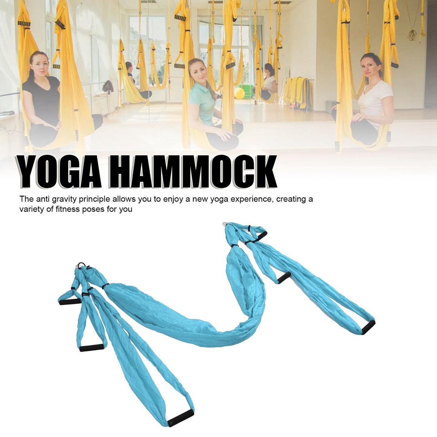 Aerial Yoga Swing Set Adjustable Increase Flexibility Yoga Hammock Yoga Inversion Tool Anti Yoga Sling Suspension Flying Trapeze for Physical Exercise (Lake Blue)