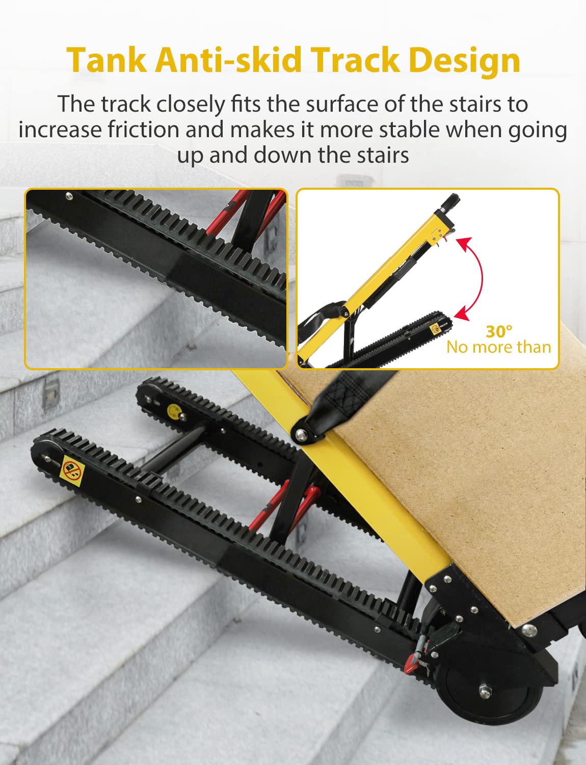 Electric Stair Climbing Hand Trucks Dolly Cart for Moving 441lb Capacity Heavy Duty Folding Stair Climber Cart Hand Trolley with 6 Wheels Motor Battery Powered for Furniture Family Logistics Warehouse