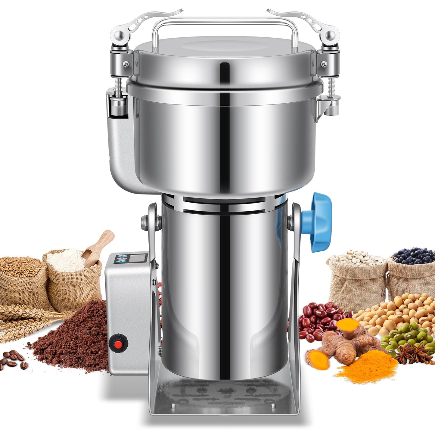 LEEVOT Grain Mill Grinder, 750g Commercial Spice Grinder Electric 2000W Stainless Steel Pulverizer Dry Grinder for Grinding Wheat, Oats, Corn, Pepper, and Coffee Beans – Grinder for Kitchen.