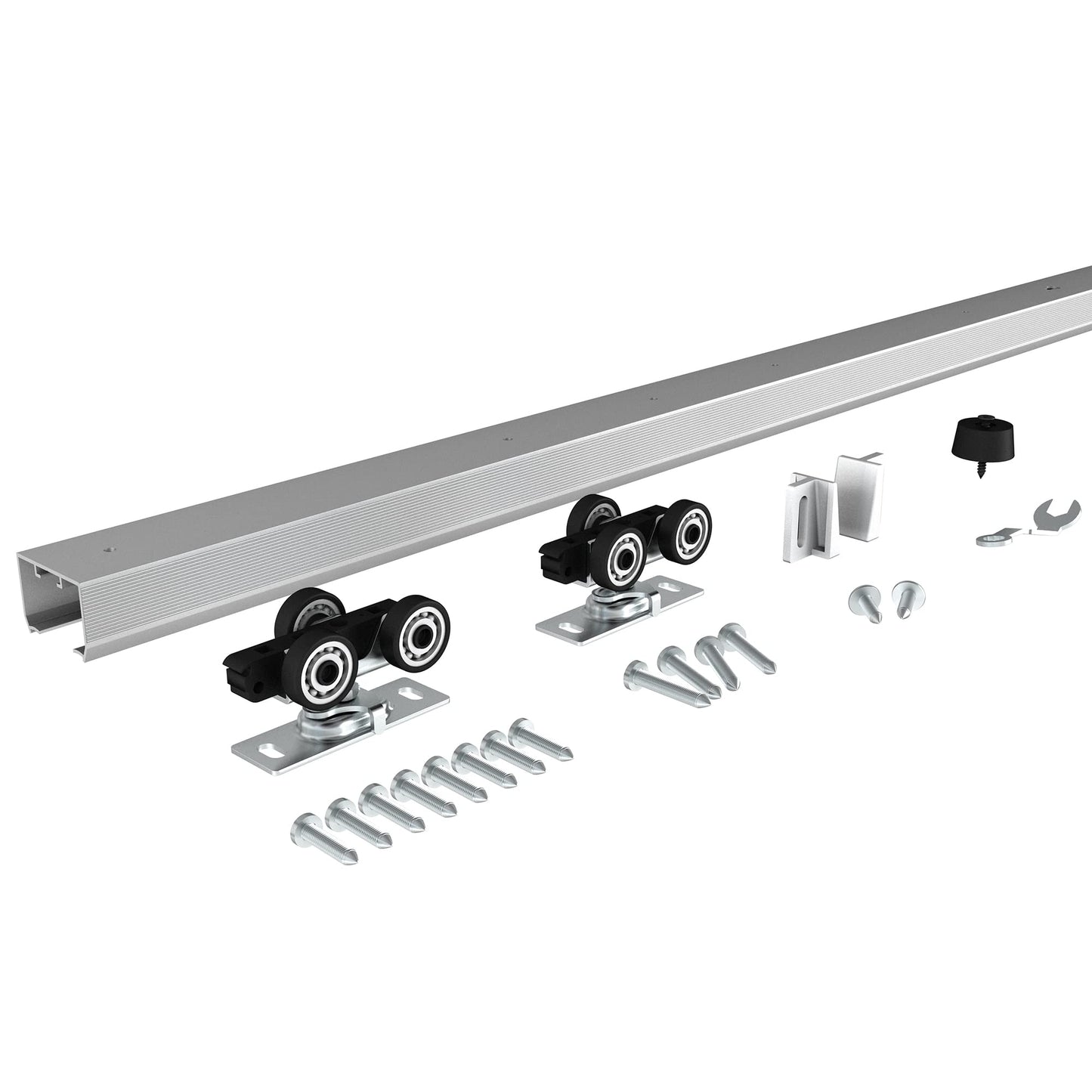 JUBEST 5FT Commercial Grade Pocket Door Hardware and Track Set, Sliding Door Hardware 56.7", Durable and Smoothly, Easy to Install
