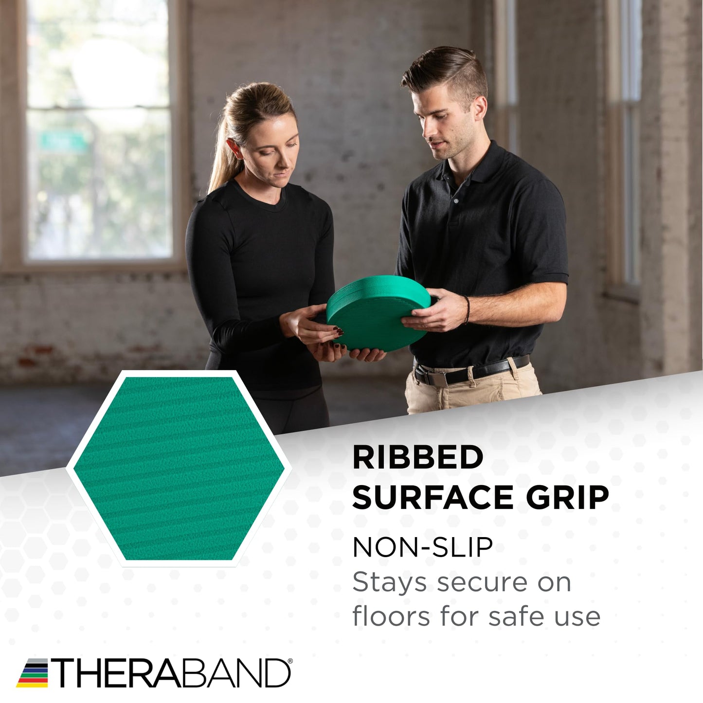 THERABAND Stability Trainer Pad, Beginner Level, Firm, Green Foam Balance Pad for Physical Therapy, Exercise Pad for Core Strength, Lightweight Non-Slip Balance Trainer, Portable Foam Pad for Home or Clinic Use