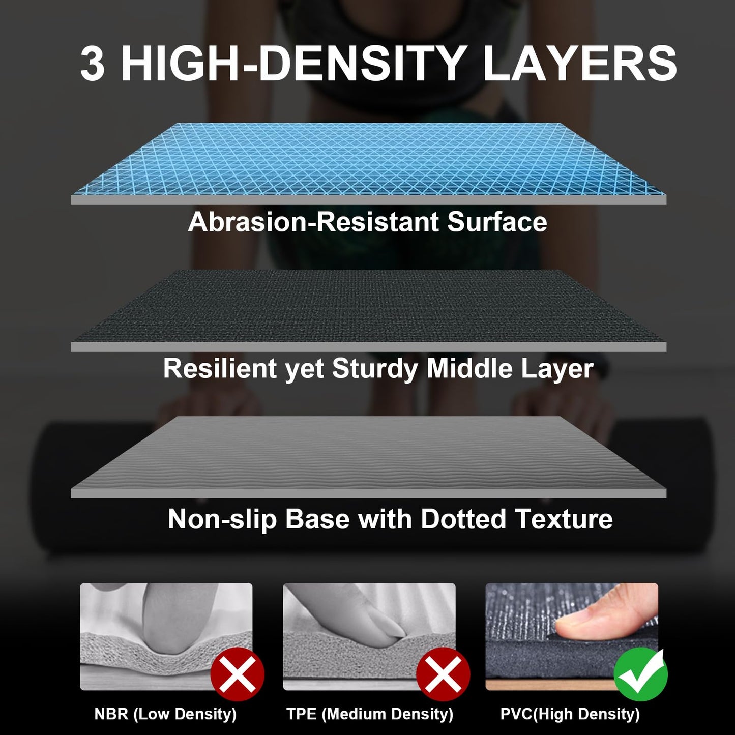 anngrowy Extre-Large Exercise Mat 8'x5'x7mm Gym Mat for Home Workout Equipment Flooring Mat Non-Slip Large Rubber Yoga Mat for Fitness, Weightlift, Cardio, Jump Rope, Plyo, MMA, Treadmill, Stretch