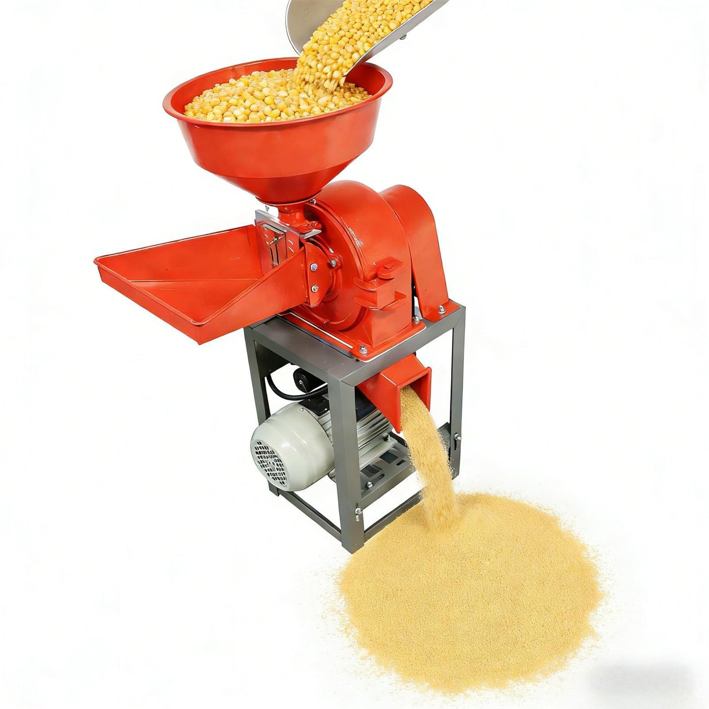 JARYANNIX 220v 2.2KW Commercial Corn Grind Machine with 2 Replace Screens, 330LB Grain Mill Grinder with 2 Feeding Hoppers,Cast iron Bean Mill Grinder