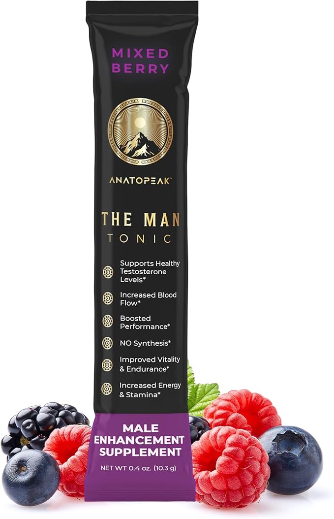 Male Enhancing Supplement Powder ??Testosterone Supplement for Men with Tongkat Ali, Maca Root, Horny Goat Weed Powder, Beet Root & L-Citrulline ??Nitric Oxide Booster (1 Stick Pack) - Berry
