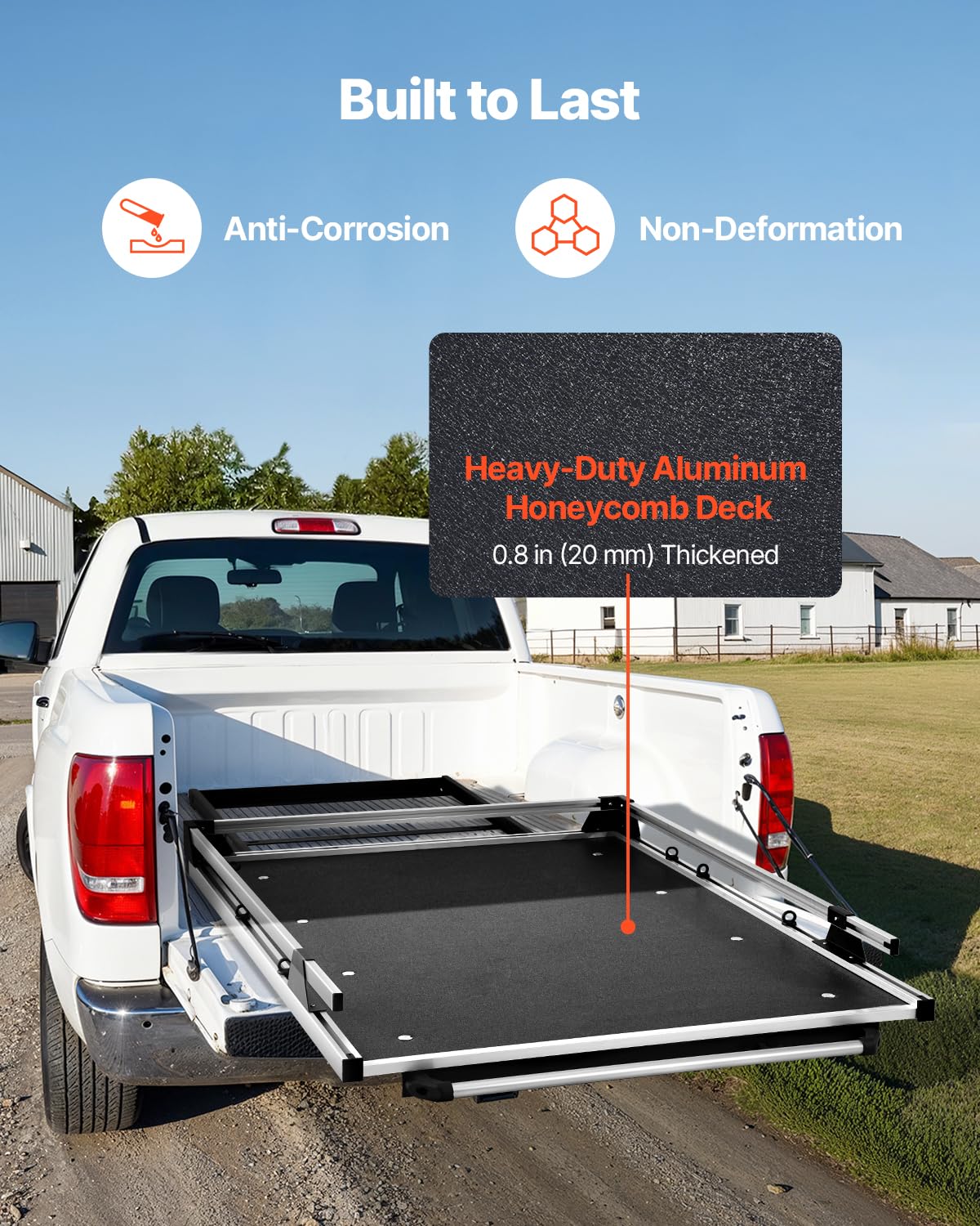 VEVOR Sliding Truck Bed Organizer, 63 x 47-Inch Heavy Duty Truck Bed Storage Drawer with 1000 lbs Capacity, Features 6 Movable Rings for Securing, 2-Postion Slide Out Tray for Pickup Trucks, Black