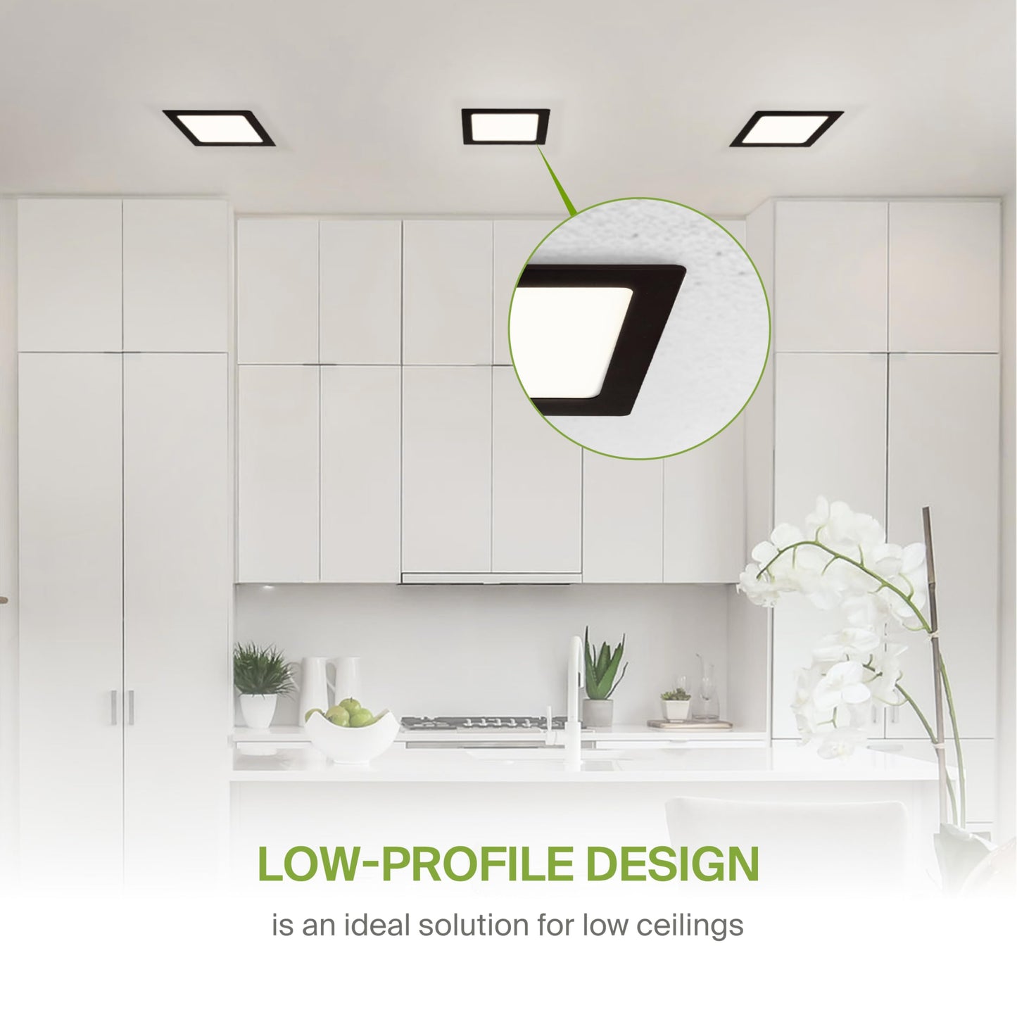 ASD 12 Pack LED Square Recessed Lighting 6 Inch, 5CCT 2700K-5000K CRI90+, Dimmable Ultra-Thin Canless Wafer Lights, IC Rated Ceiling Light Fixtures with Junction Box, ETL Energy Star, Black