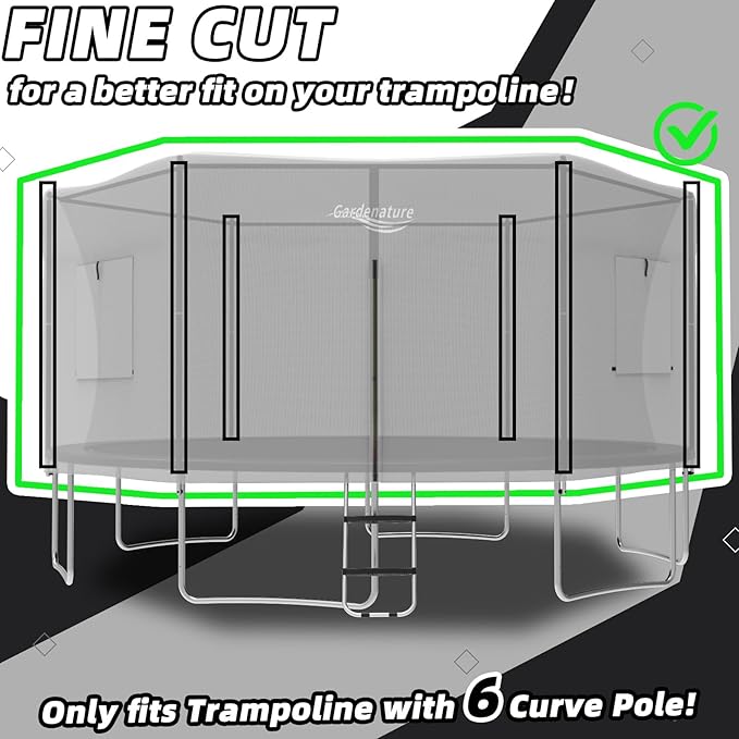 Gardenature 10FT/12FT/14FT Trampoline Tent(Tent Only), Fit Round Trampolines, Shade Cover with LED Light, Outdoor Trampolien Accessories, Anti-Tear