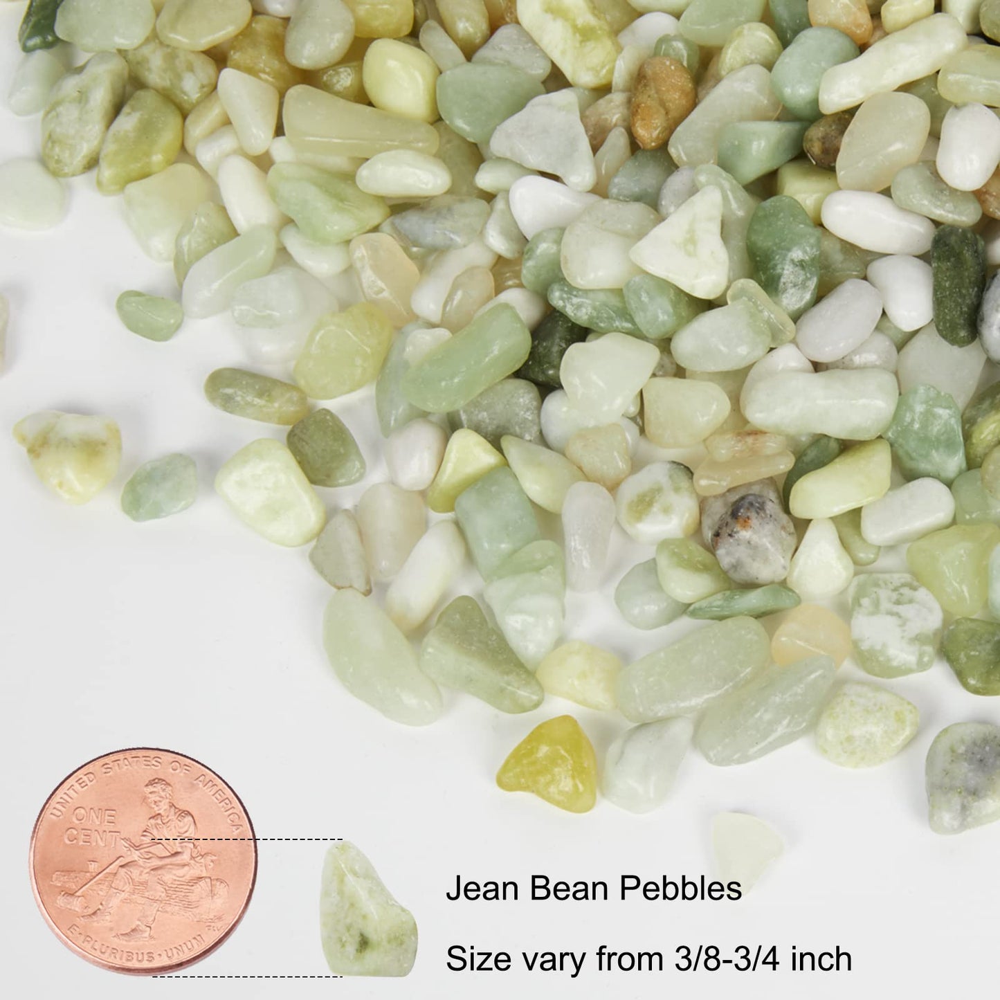 GASPRO 10 Pound Pebbles for Indoor Plants, 3/8 Inch Decorative Pebbles for Bamboo, Vase, Succulents, Garden, Landscaping, Highly Polished and Smooth Surface, Jade (Pack of 2)