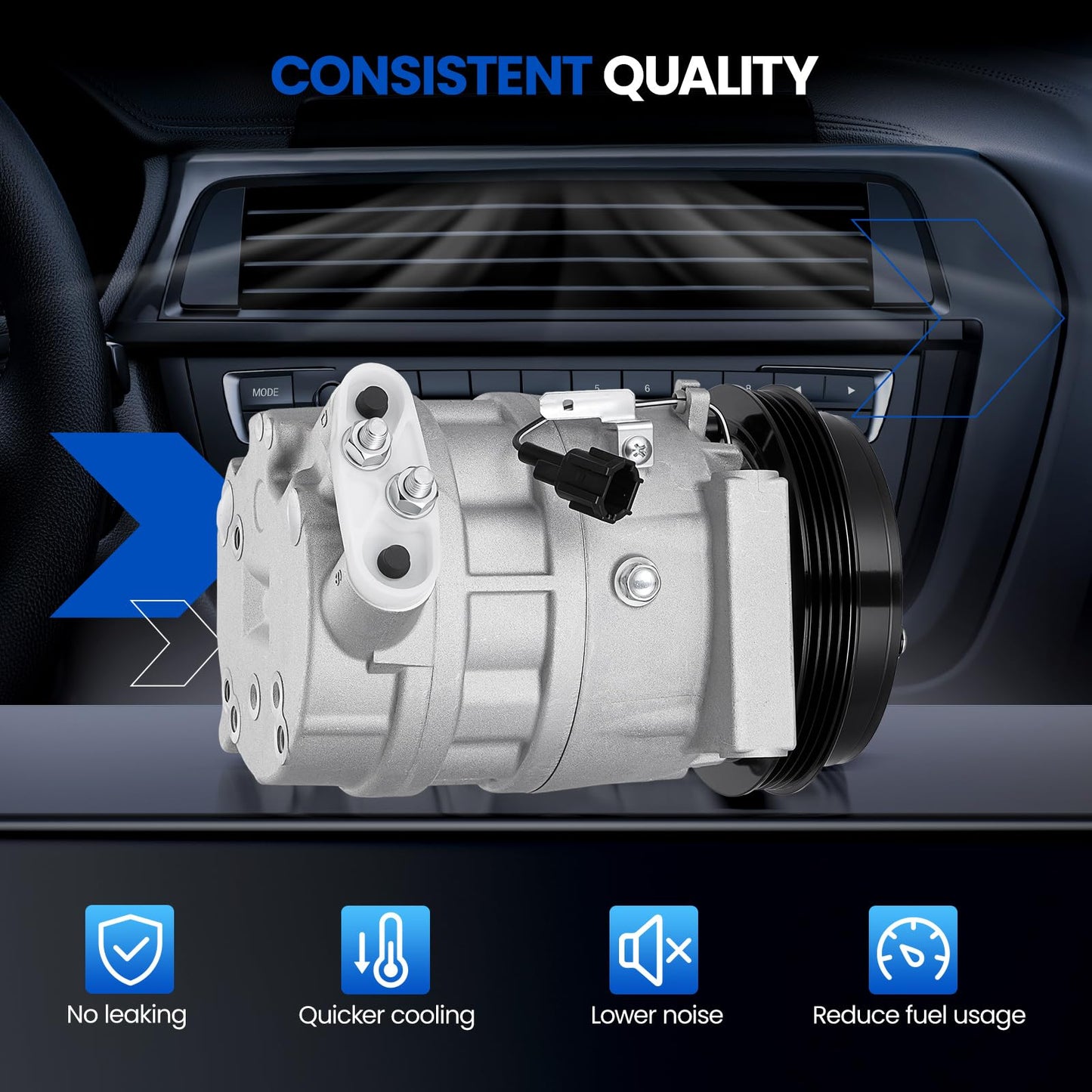 SYKRSS 68436 Air Conditioning A/C Compressor with Clutch Compatible with INFINITI FX35 2003-2008 3.5L V6, for G35 2003-2006 3.5L V6, GAS