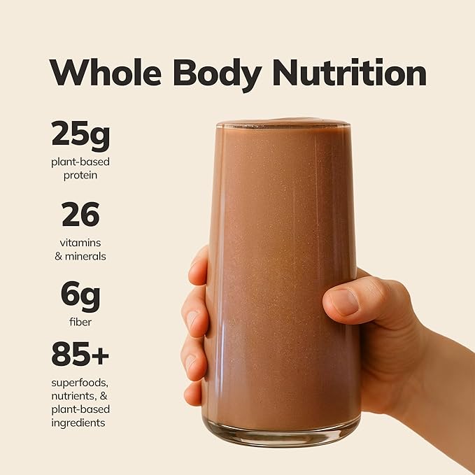 Ka?™Chava Whole Body Meal Shake Chocolate 2 lb ??Vegan Protein Powder with 85+ Superfoods & Greens ??Plant-Based Meal Replacement with Probiotics & Digestive Enzymes ??Gluten & Dairy Free (15 Servings)