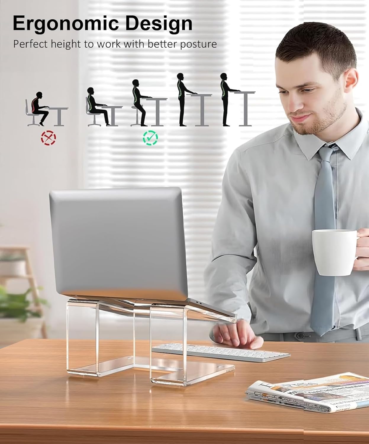 FUCDTEFC 10-15.6 Inch Acrylic Laptop Stand for Desk, Laptop Riser for Laptops, Ergonomic Computer Stand Holder