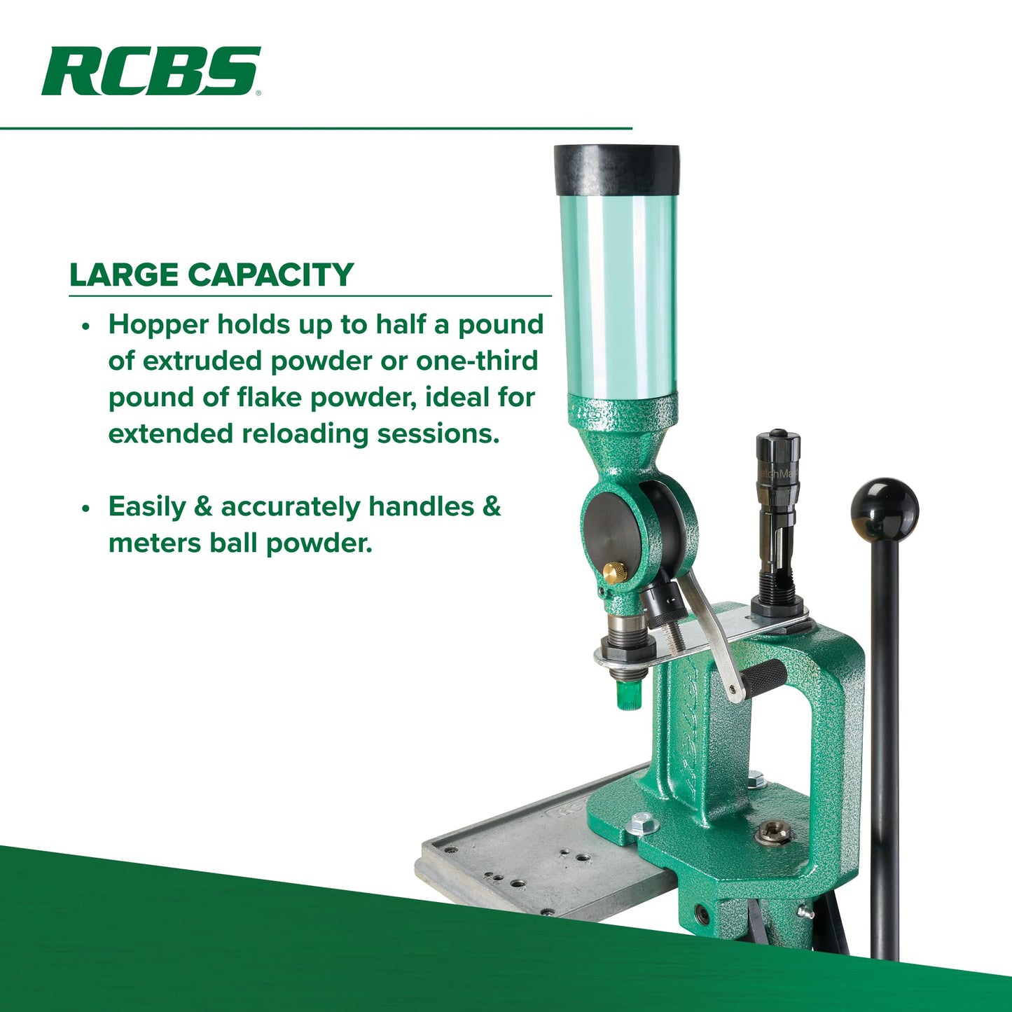 RCBS Uniflow III Powder Measure - 0.5–95 Grain Range - Precision Reloading Powder Dispenser with Anti-Static Hopper - Rifle and Pistol Compatible