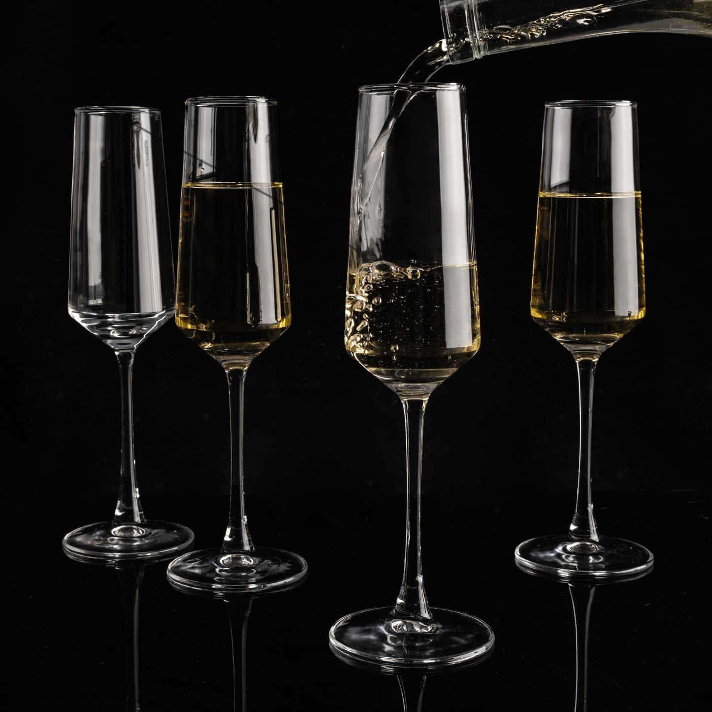 YANGNAY Champagne Flutes Set of 12, 7.5 oz Stemmed Champagne Glasses, Sparkling Wine Glasses for Party, Clear