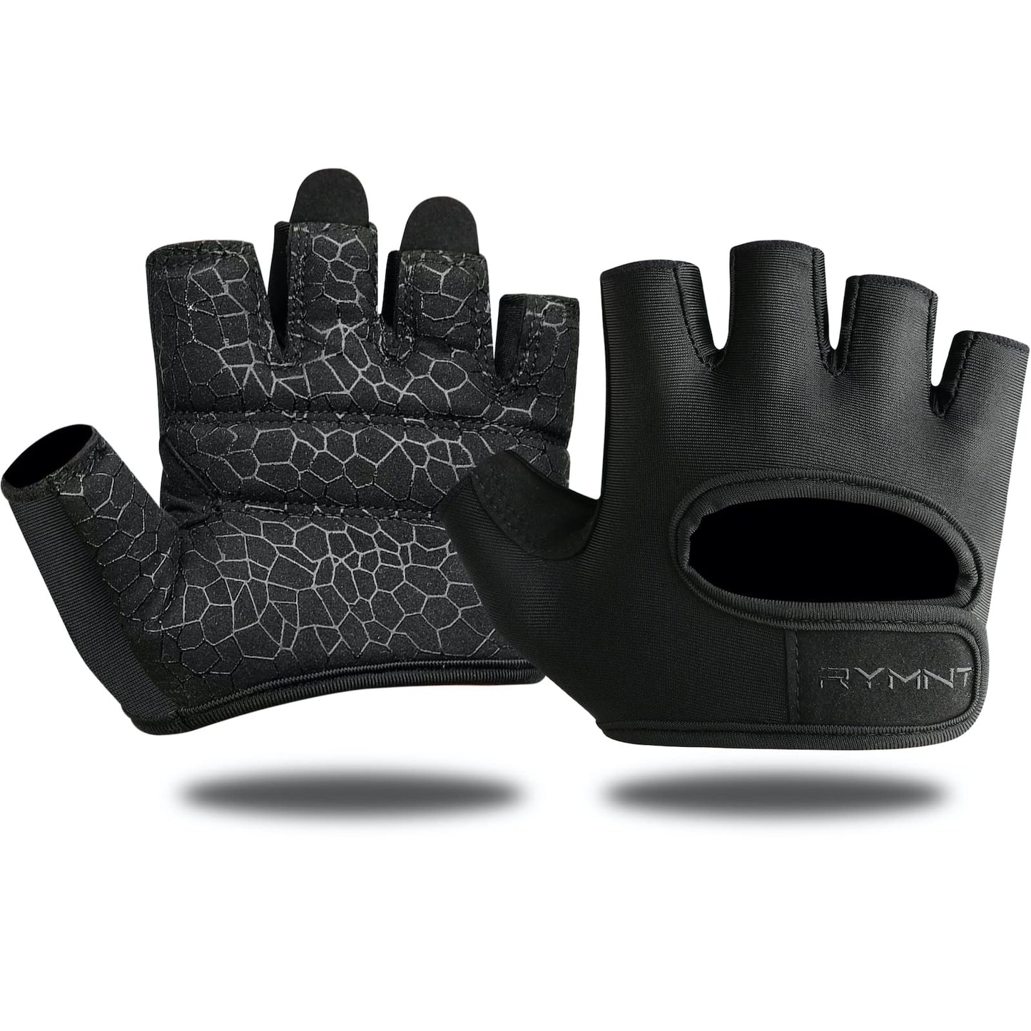 RYMNT Minimal Weight Lifting Gloves,Short Micro Workout Gloves Grip Pads with Full Palm Protection & Extra Grip for Men Women Weightlifting,Gym,Exercise Training.BK-Small