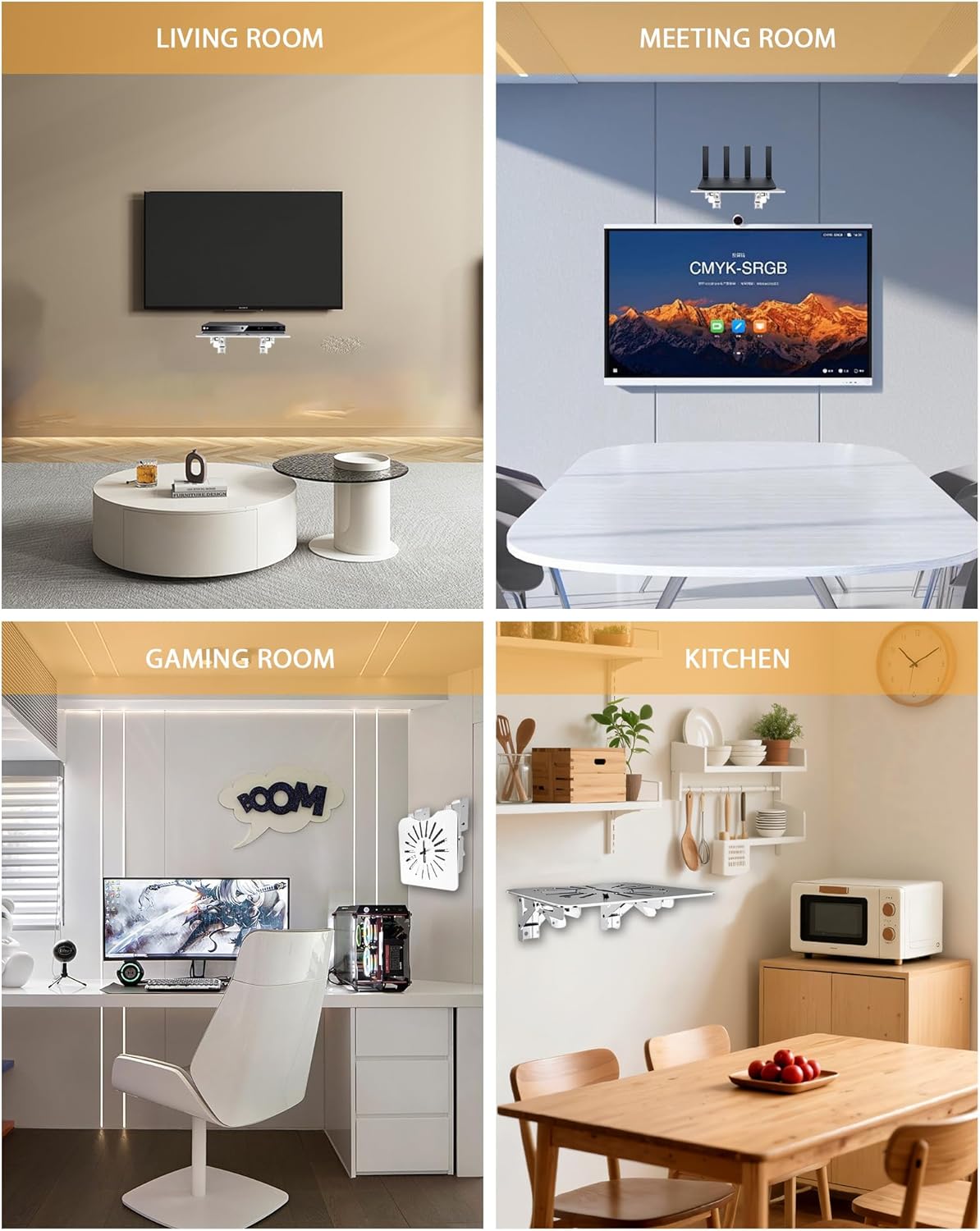 MAWADA PS4, 8.5x7.87 inches, Mini Projectors Shelf for Wall, Foldable Mount with Aluminum Alloy Shelf for Projector