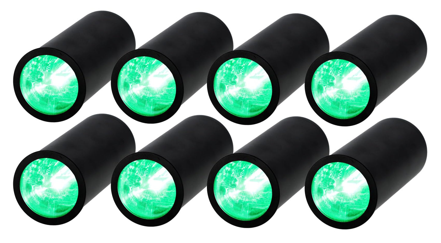 Rockville 8 Pack MINI Halo Black DJ Wash Lights + Bag, Wireless DMX, 17 Hour Battery, Wireless DMX, RF Remote