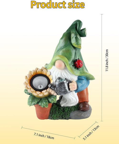 iStatue Large Solar Garden Gnome - 12-Inch Hand-Painted Outdoor Decor for Patios & Yards