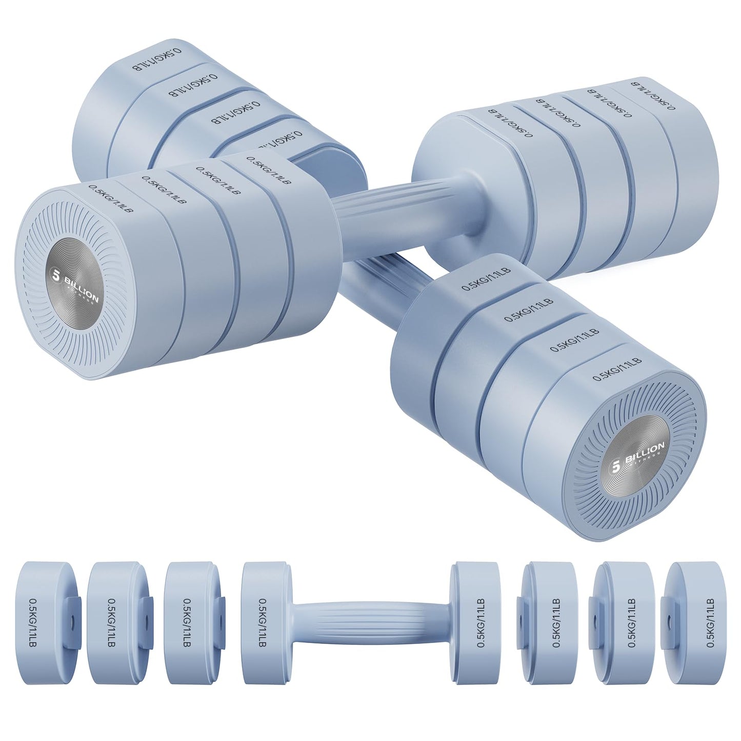 Adjustable Dumbbell Set of 2, Hand Weights for Women, Each 2.2/4.4/6.6/8.8 lbs, Quick-lock Mechanism Weights for Women Anti-slip Handle, Macaron Colors at Home, Office