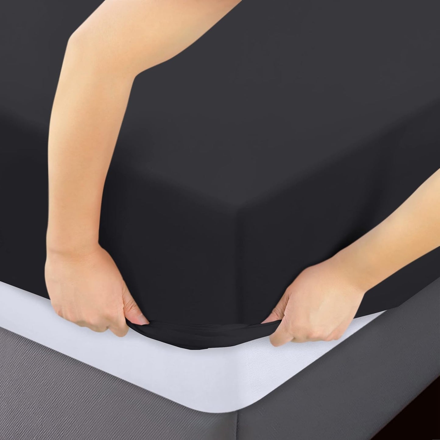 Utopia Bedding Twin Fitted Sheets - Soft Brushed Microfiber - Deep Pocket Design - Black, Pack of 2