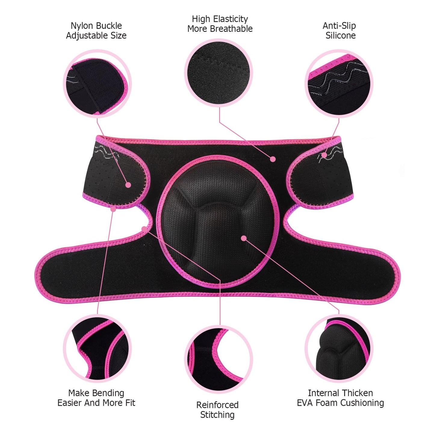 Knee Pads, Thick Sponge Anti-slip, Collision Avoidance Knee Pads, for Running, Mountaineering, House Working,Gardening Maintain (Pink, Large)