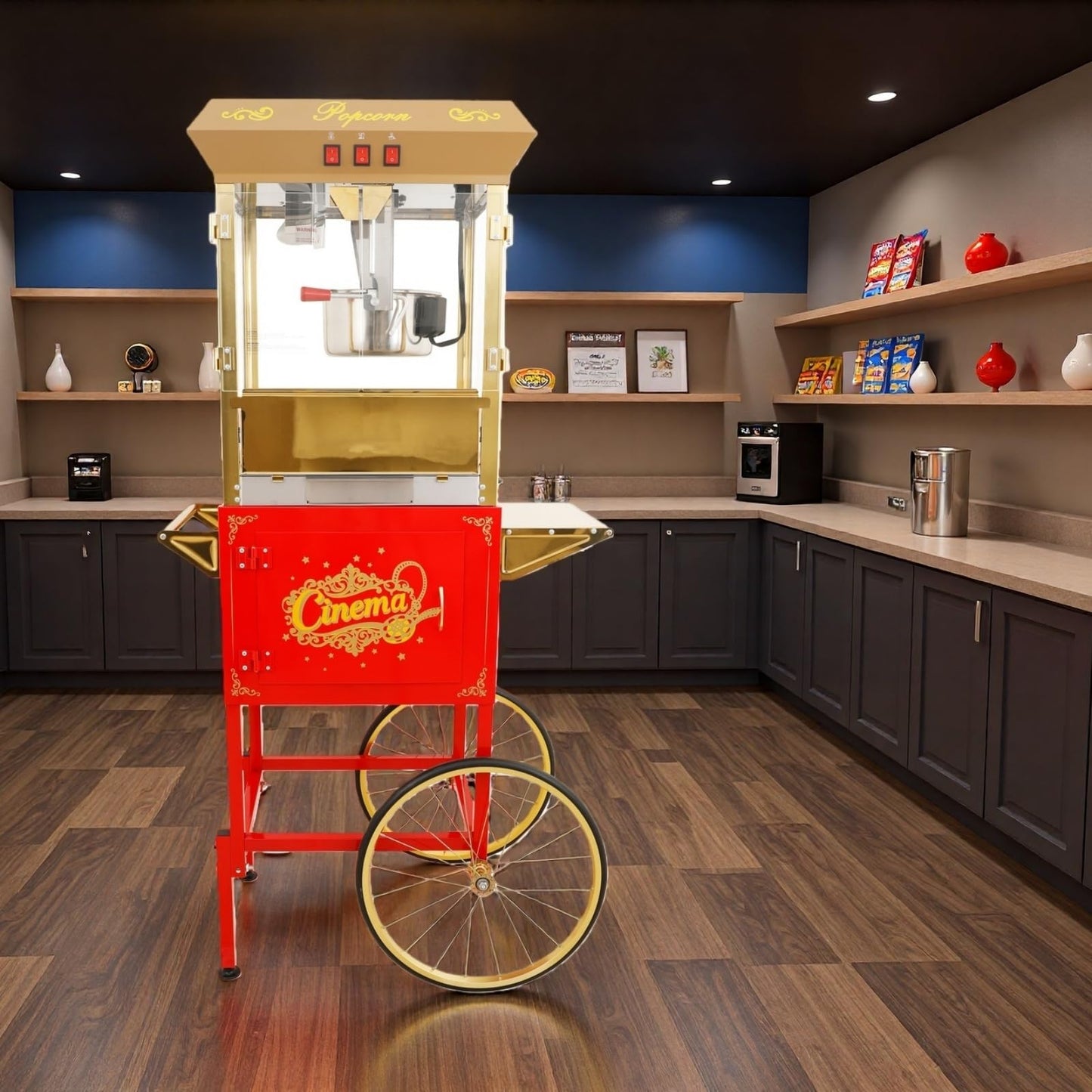 Trygoal Commercial Popcorn Machin with Cart