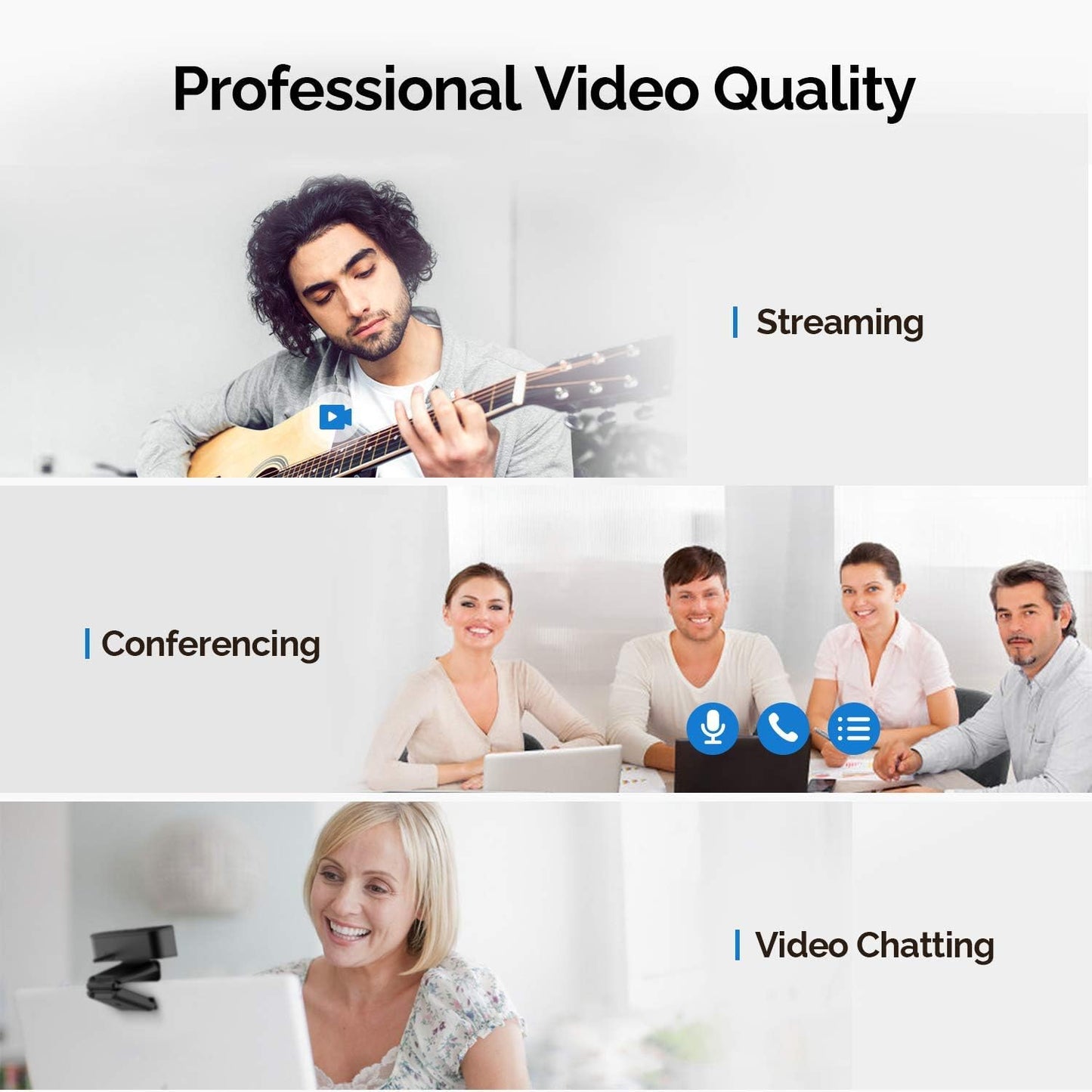 VITADE 1080P 928A HD Webcam with Microphone & Cover Slide, Pro USB Computer Web Camera Video Cam for Streaming Gaming