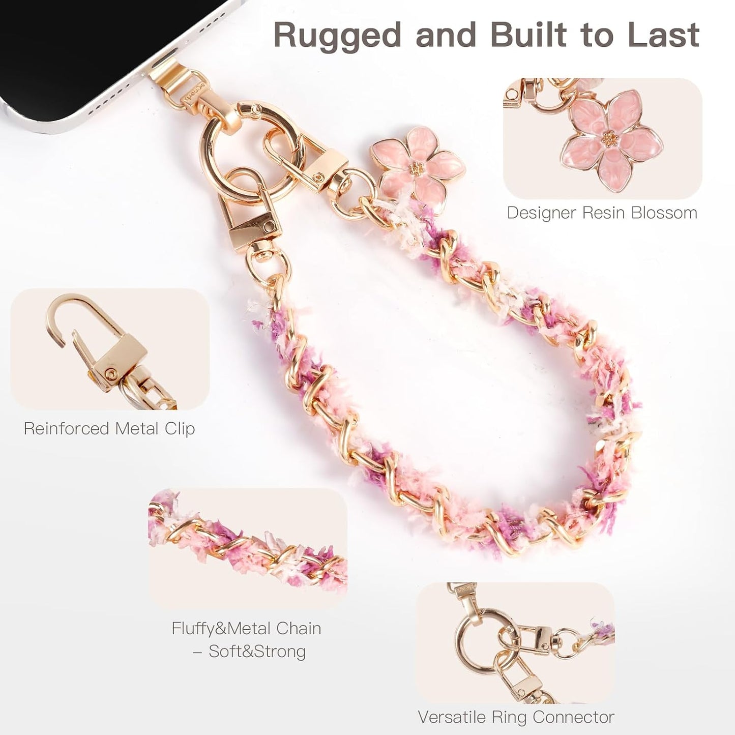 17 Long Pond Designer Cell Phone Wrist Strap, Anti-Lost Lanyard Wristlet Charm for iPhone Pro Max&Most Cellphones