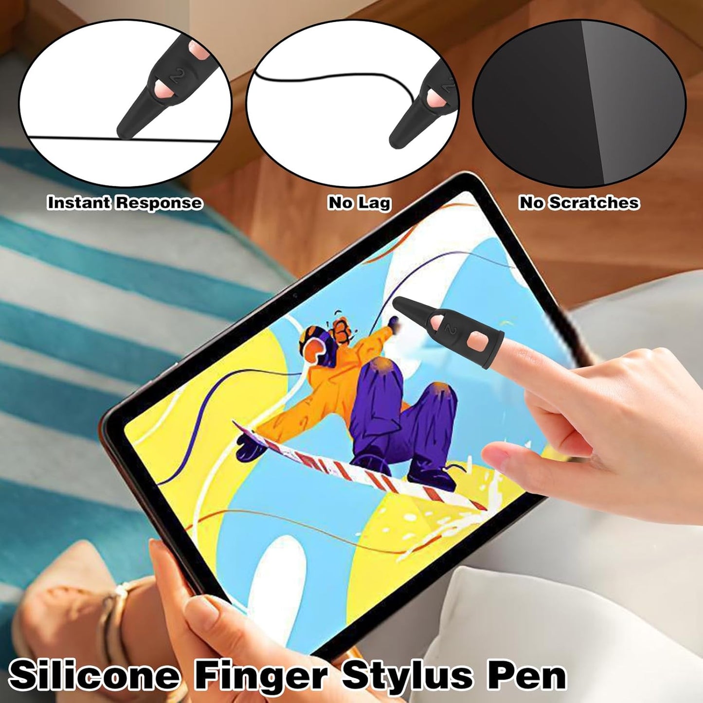 CYUXING 6Pcs Finger Stylus Pen for Touchscreen High Precision Sensitivity Silicone, Capacitive Stylus Suitable