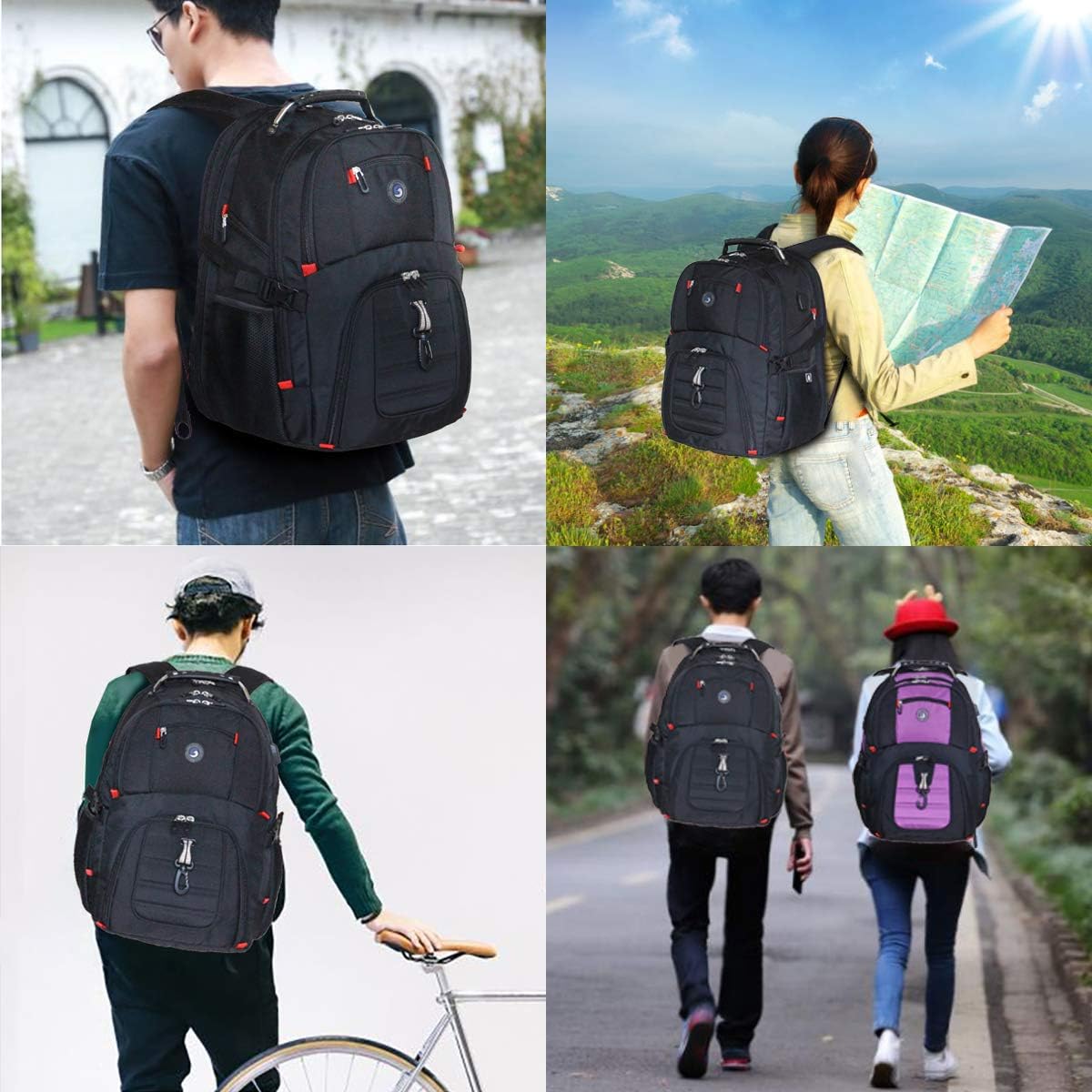 SHRRADOO 50L Backpack Backpack 17 Inch Extra Large Travel Laptop with combination lock, College High School Airline