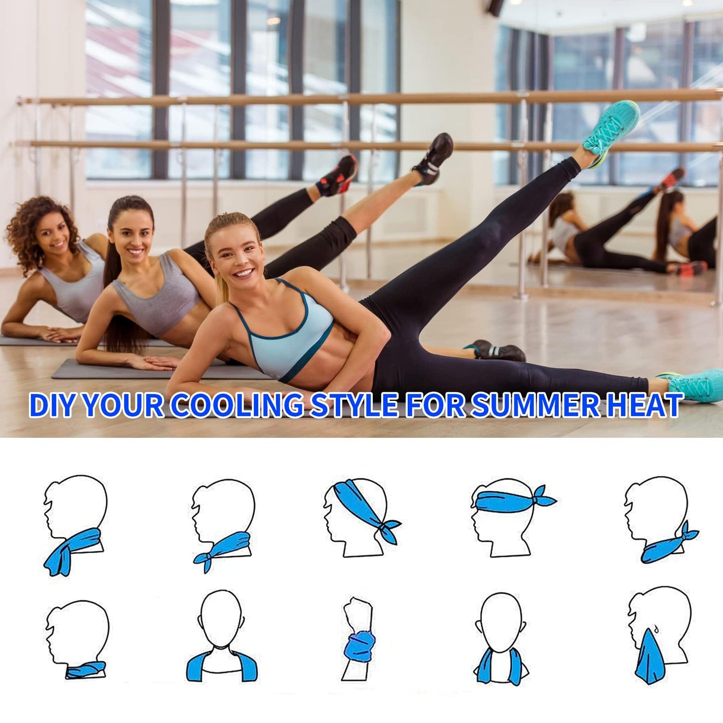 4 Packs Cooling Towels for Neck and Face(40"x 12"), Cool Sweat Towels for Hot Weather, Cooling Rag, Lightweight Soft Breathable Towels for Yoga, Sport, Workout, Running, Gym, Camping, Fitness