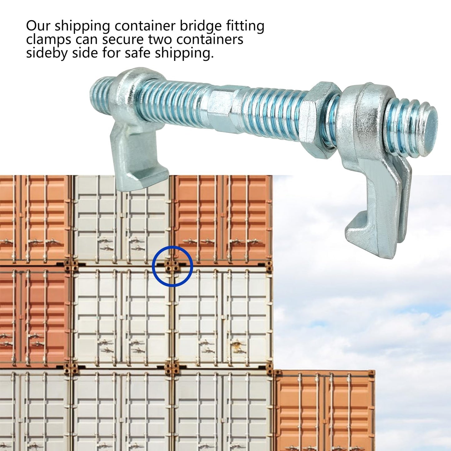 ZUVELLO 280 MM Shipping Container Screw Clamp Bridge Fittings for Sea Harbor Freighter and Rail Standard Container Connect Lock Box, 6 Pack