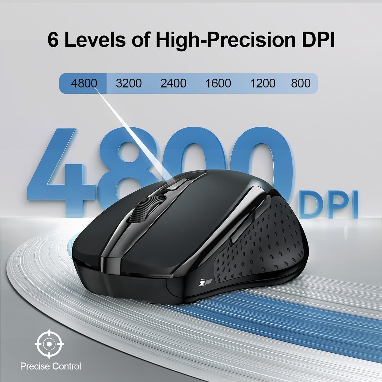 TECKNET 2.4G 6 4800 6 Wireless Mouse Rechargeable, USB-A Silent Mouse, Quiet Click, Adjustable DPI, Cordless Computer