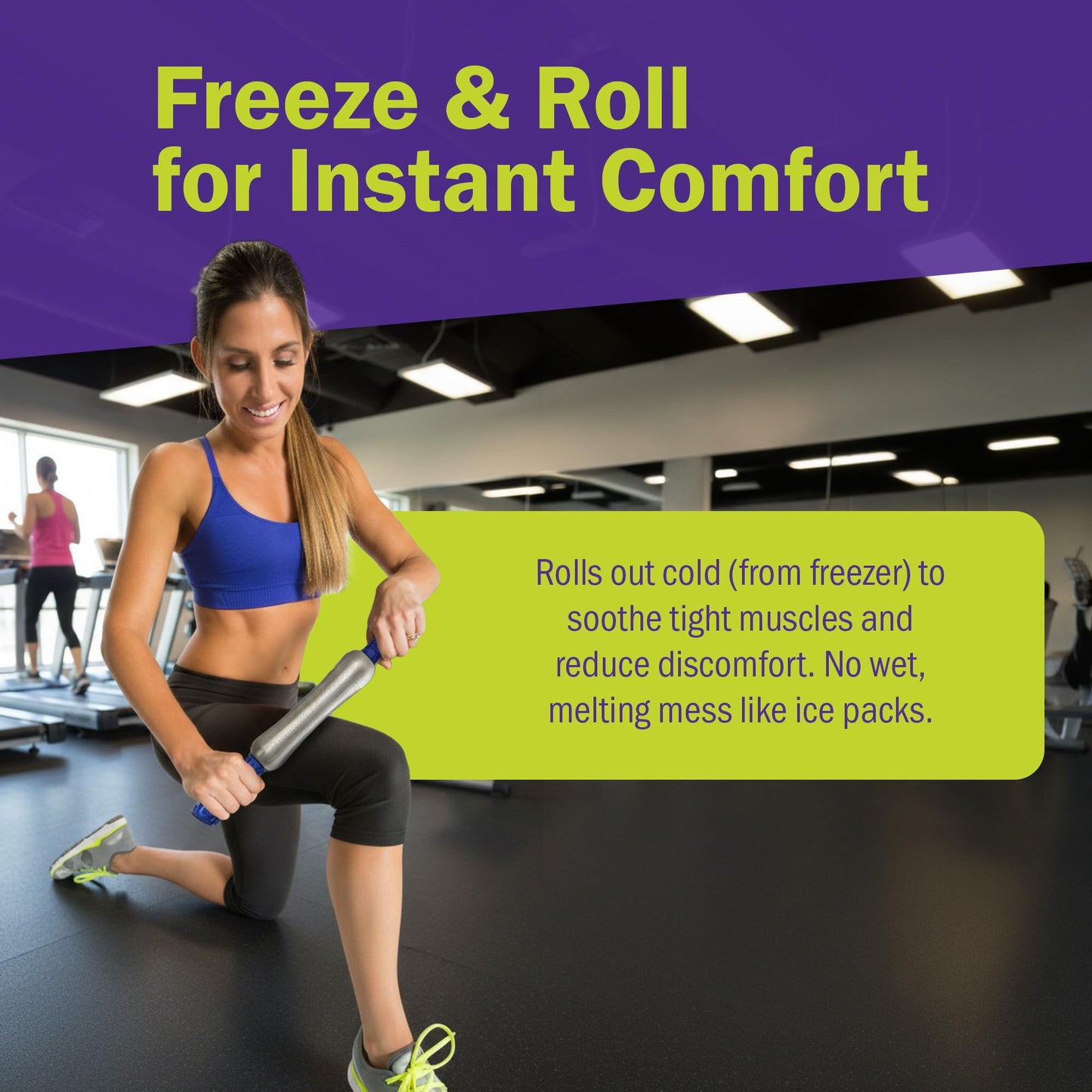 GoFit Polar Roller Cold Compression Therapy Massage Bar for Muscle Relief, Recovery, and Targeted Massage, Blue, 9.8 x 4.8 x 2.8 Inches