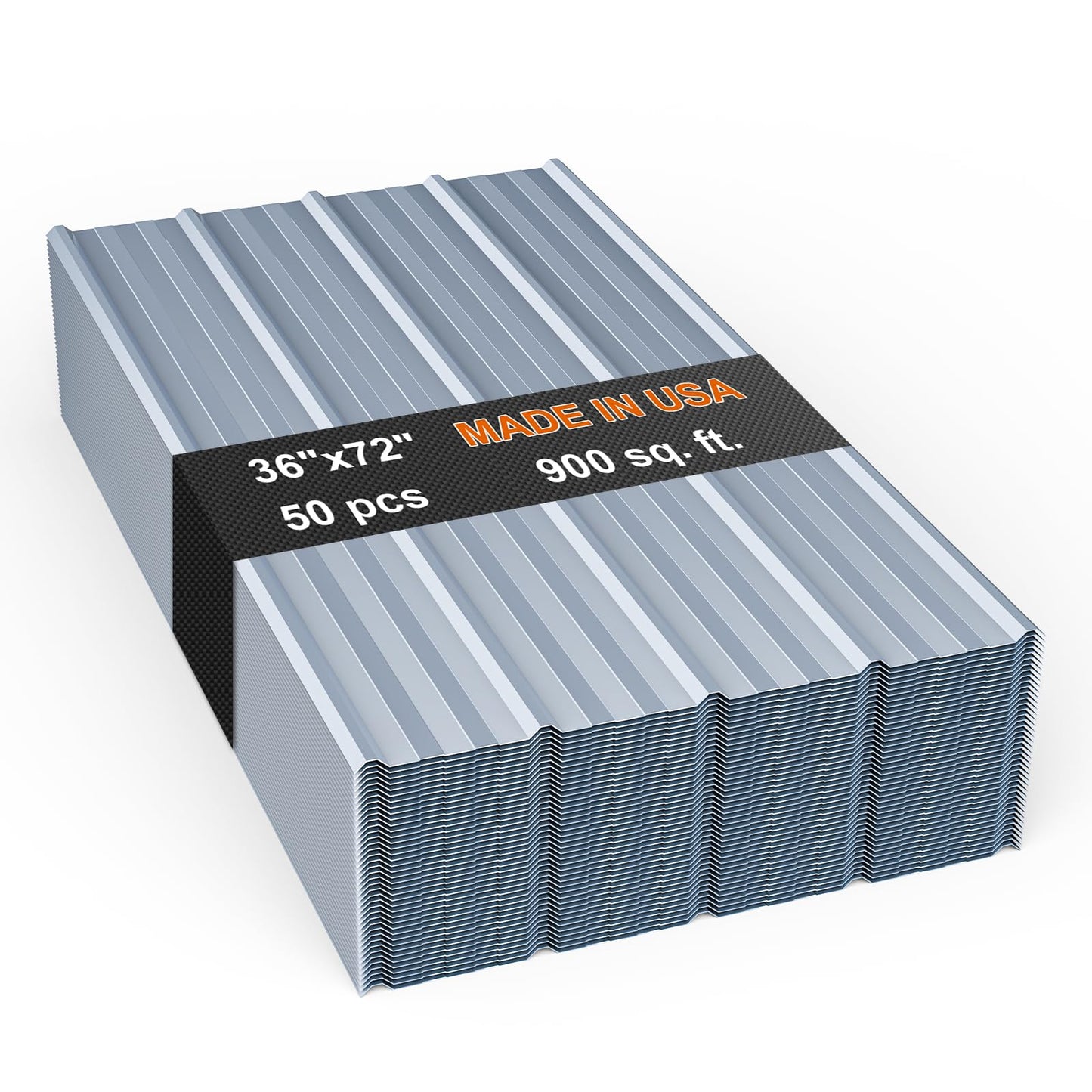 50 Pack Large Metal Roofing Panels, 72" x 36" Each, 900 Sq. Ft. Coverage, Corrugated Galvanized Roofing Panels for Residential Commercial Roofing, Fencing, Wall Siding (Silver)