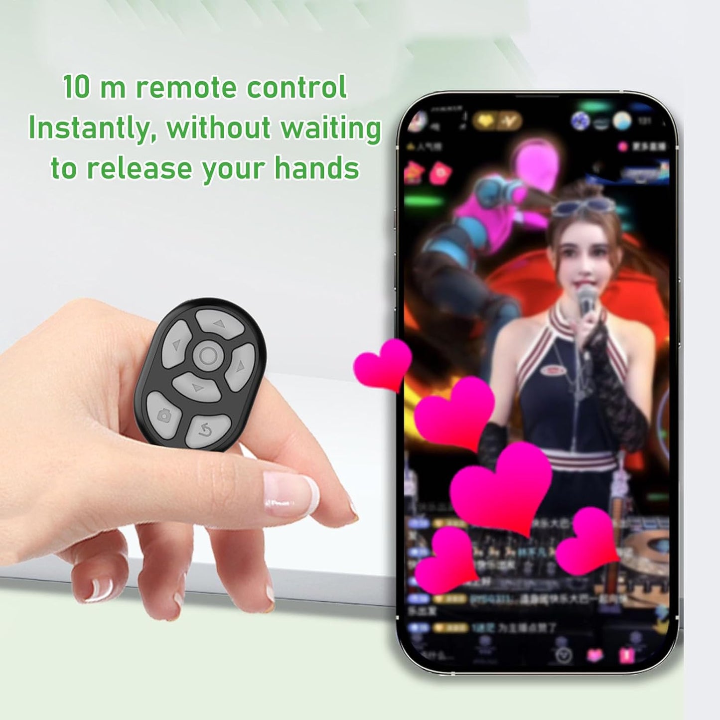 Luqeeg Bluetooth Remote Control App Page Turner, Camera Remote Shutter Selfie Button, Long Distance Control Remote