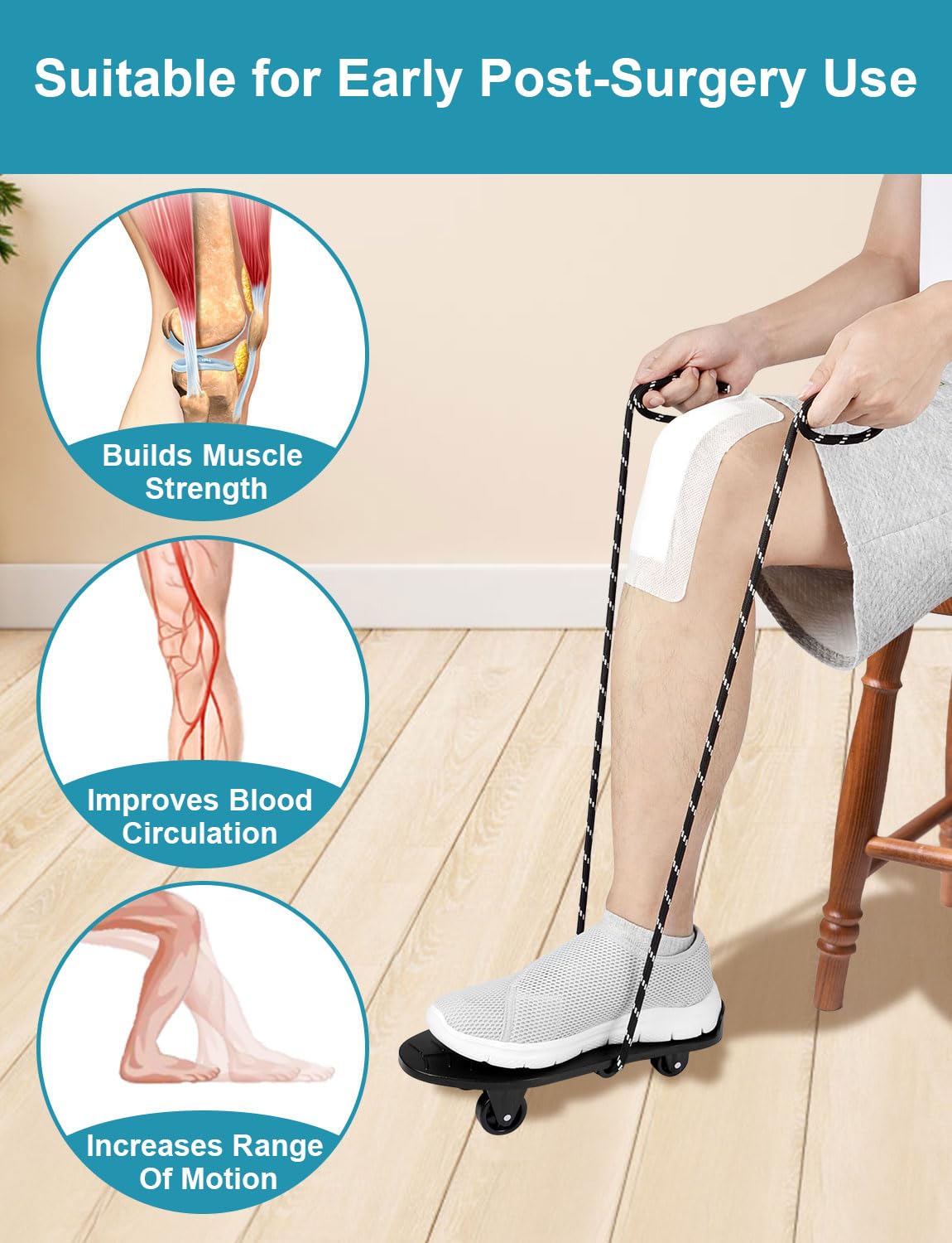 Lamborsafe Knee Glide for Knee Replacement Recovery Aids Kit Knee Therapy Exercise Strengthening Equipment for ACL PCL MCL Knee Surgery After