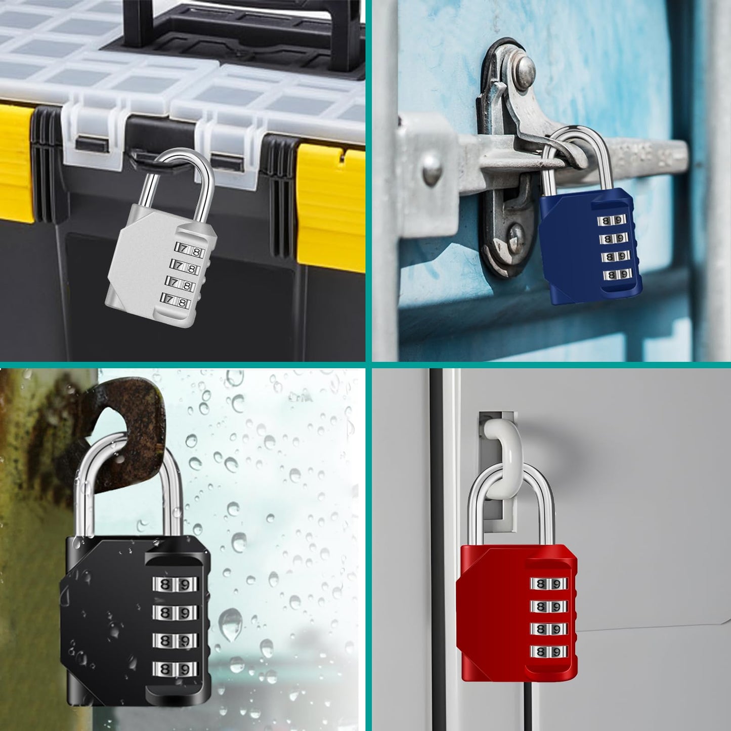 ZHEGE Combination Lock 2 Pack, 4 Digit Outdoor Padlock for School Gym Sports Locker, Fence, Toolbox, Case, Hasp Cabinet Storage (Silver, 2 Pack)
