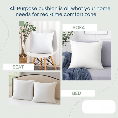 LANE LINEN Throw Pillow Insert - Pack of 2 White 16x16 Inserts for Decorative Couch Pillows