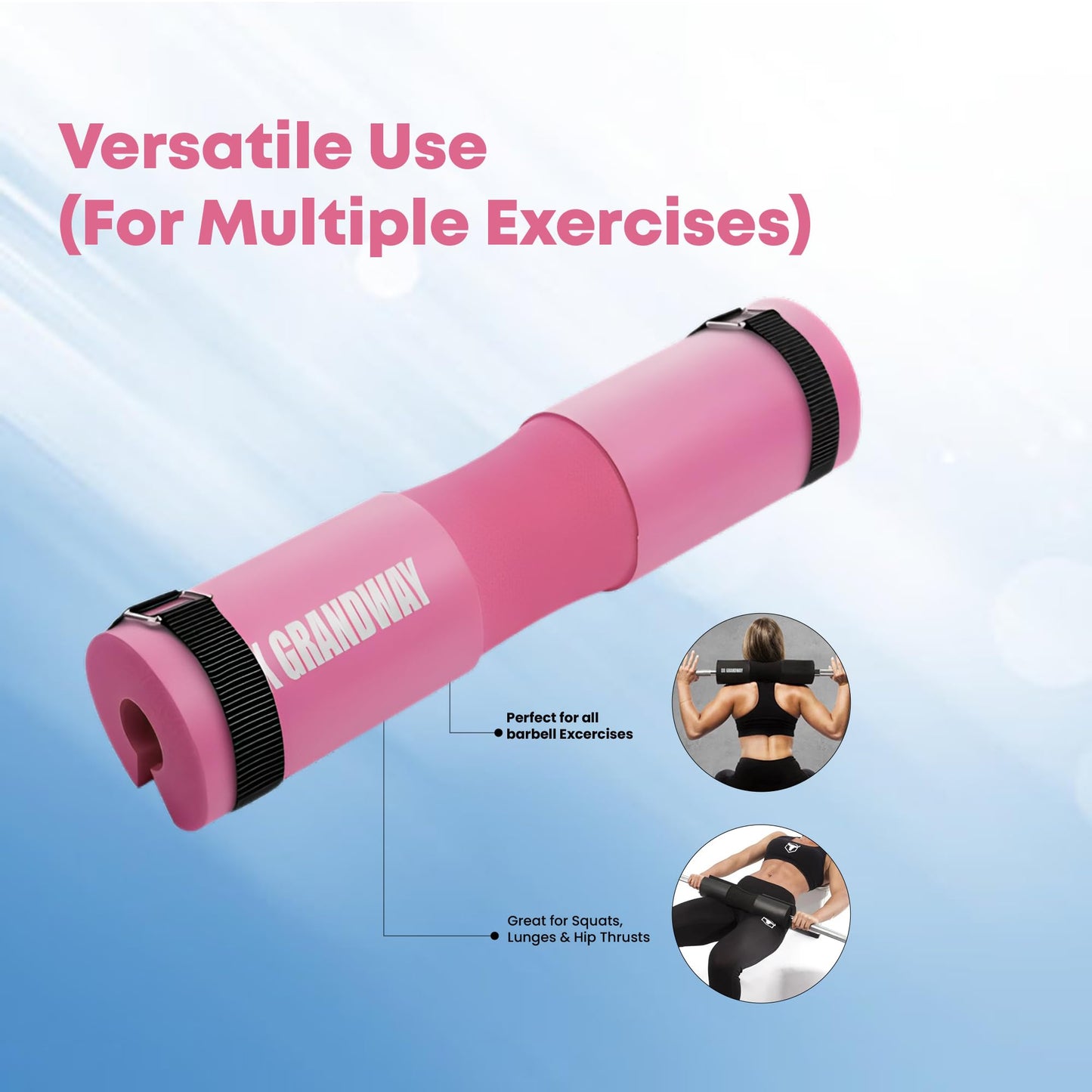 Advanced Squat Pad - Barbell Pad for Hip Thrusts, Squats & Lunges - Neck & Shoulder Squat Bar Pad Cushion Support Foam for Extra ComfortPremium Squat Pad (Pink)