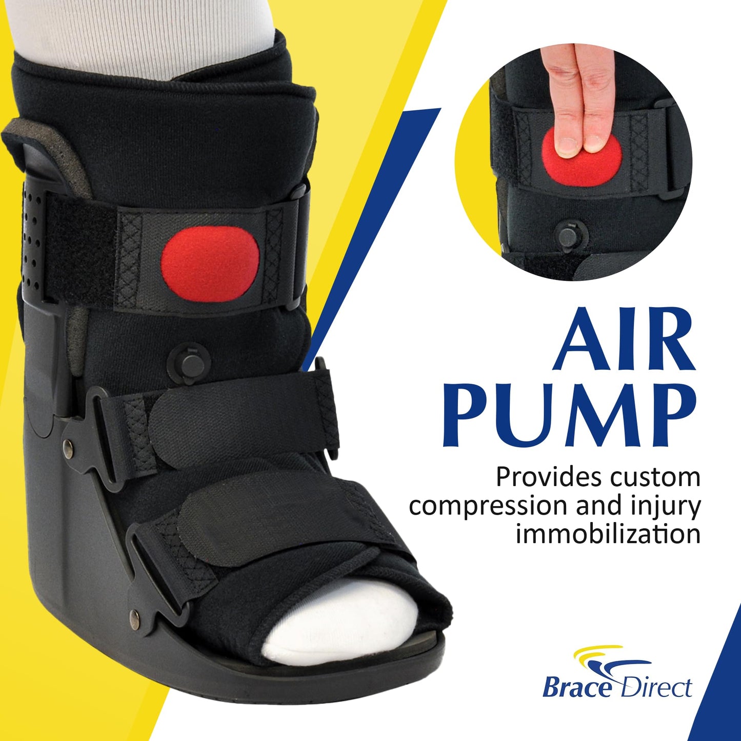 Brace Direct Air CAM Walker Boot for Foot and Ankle Fractures Sprains and Post Surgical Recovery - Lightweight Short Orthopedic Boot (US SHOE: Men 11-12.5 Women 12-13.5)