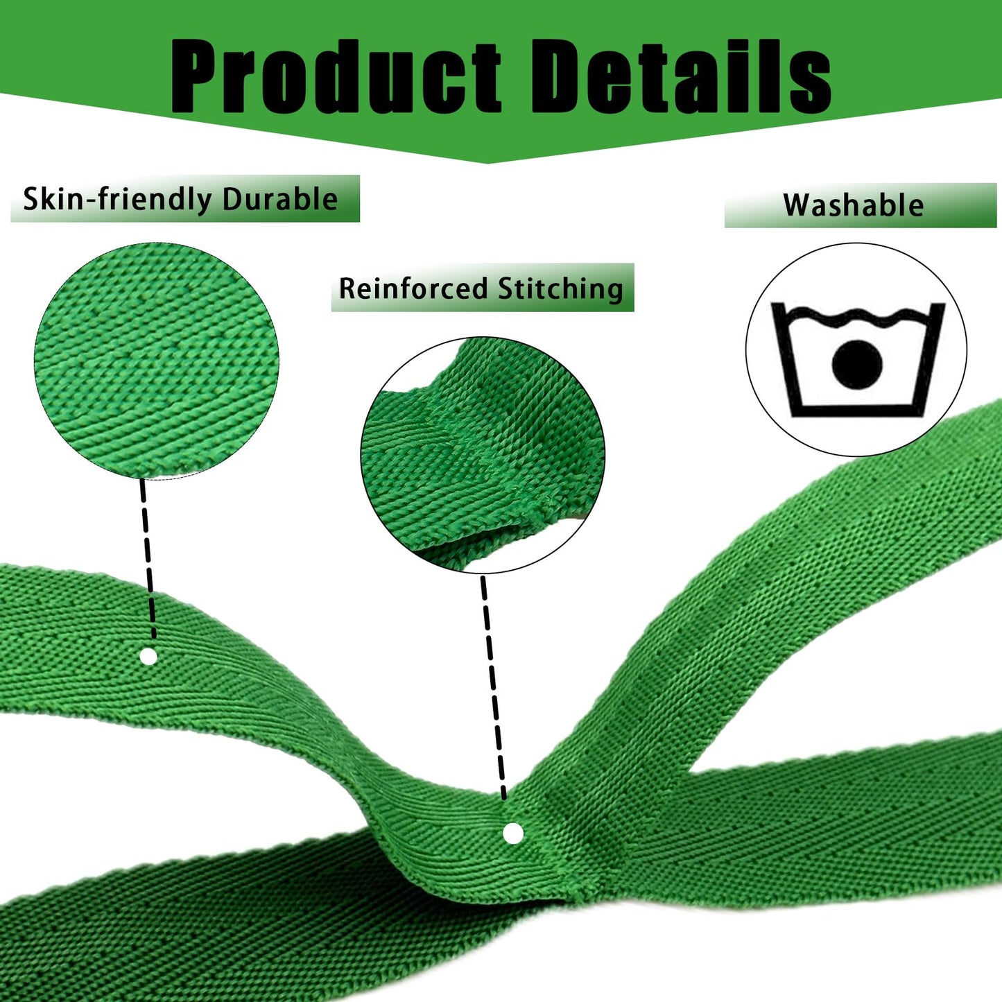 Stretching Strap Yoga Strap with Loops, Stretch Straps for Physical Therapy, Non-Elastic Exercise Strap for Pilates, Dance and Gymnastics with Workout Guide (Dark Green)