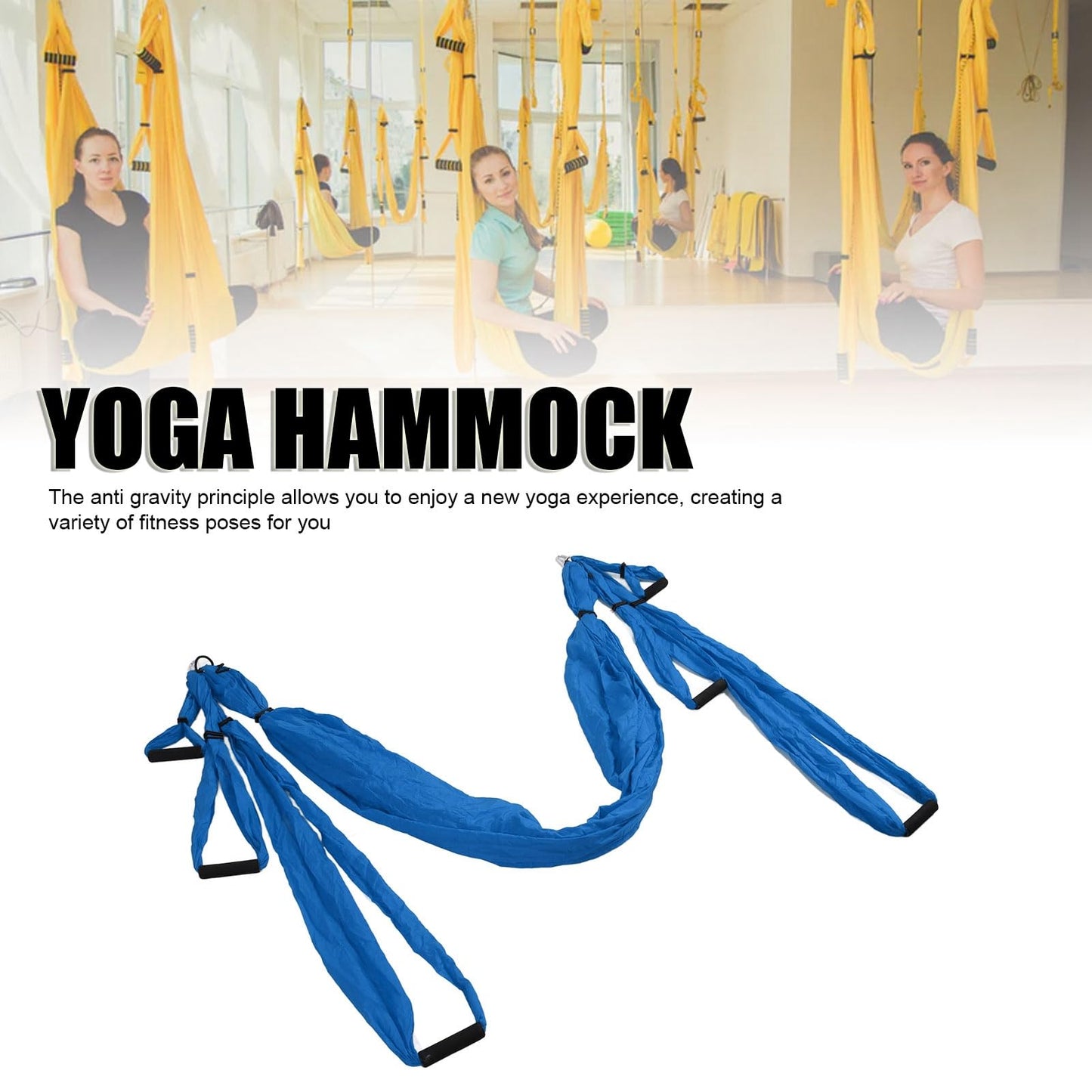 Aerial Yoga Swing Set Adjustable Increase Flexibility Yoga Hammock Yoga Inversion Tool Anti Yoga Sling Suspension Flying Trapeze for Physical Exercise (Dark Blue)