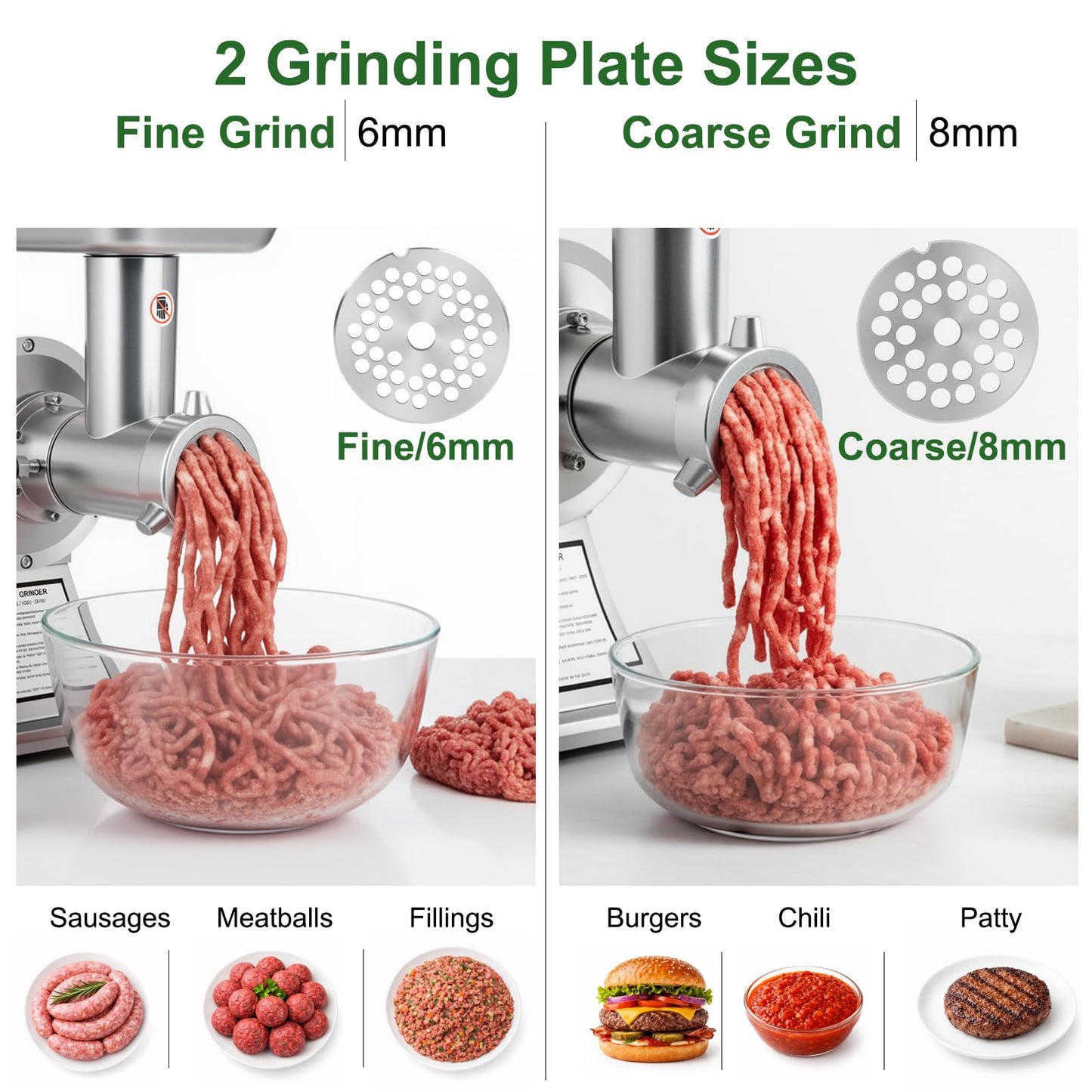 Commercial Meat Grinder Heavy Duty, 1.0HP Electric Meat Grinder #12C Stainless Steel Deer Meat Mincer for Home Use Deer with 2 Grinding Plates 3 Sausage Stuffer Tubes 2 Blades 1 Pusher