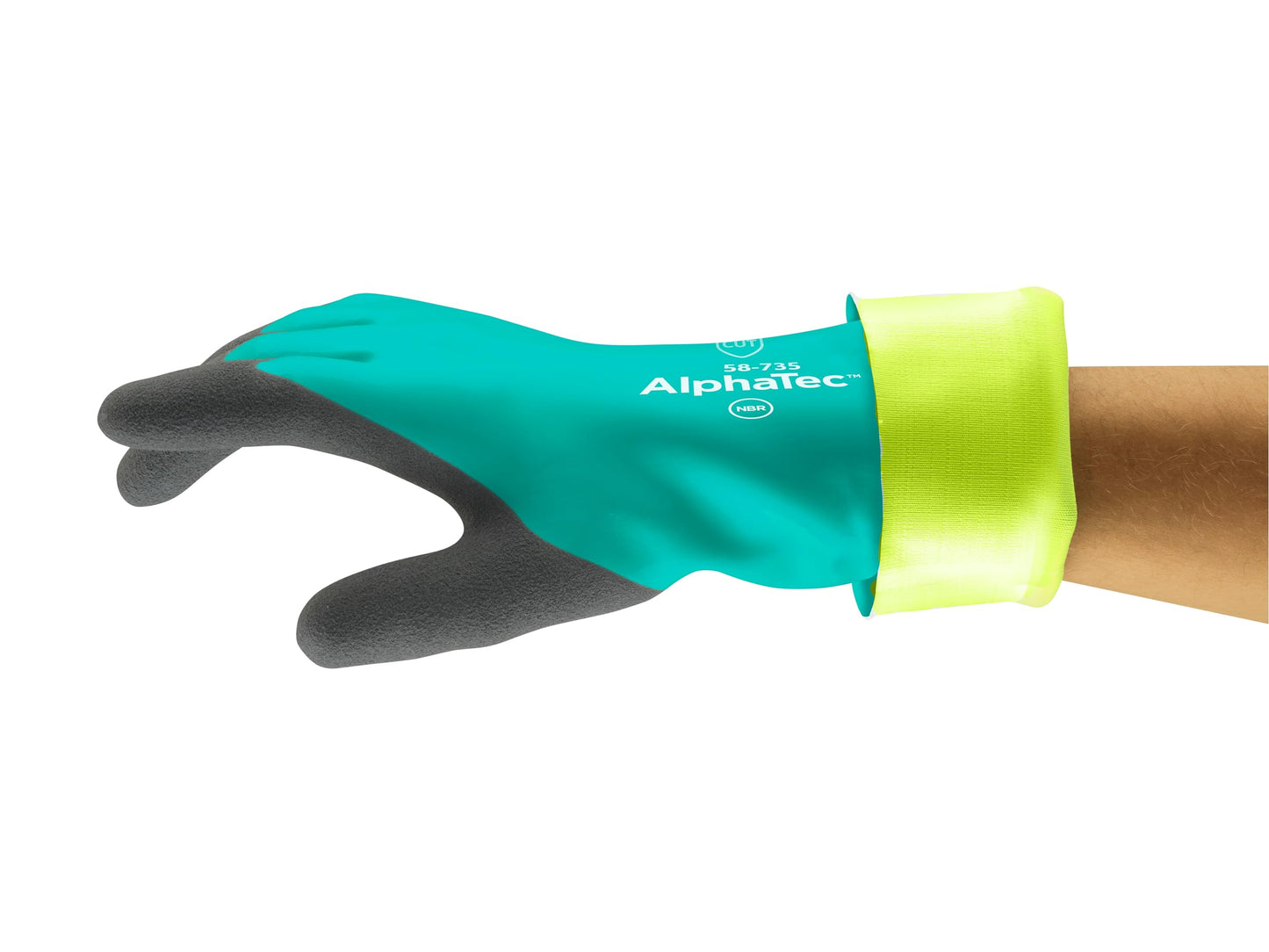 Ansell AlphaTec 58-735 Gloves for Automotive & Metal Fabrication - Size 10 (XL), Green & Grey, Vend Pack (Case of 72)
