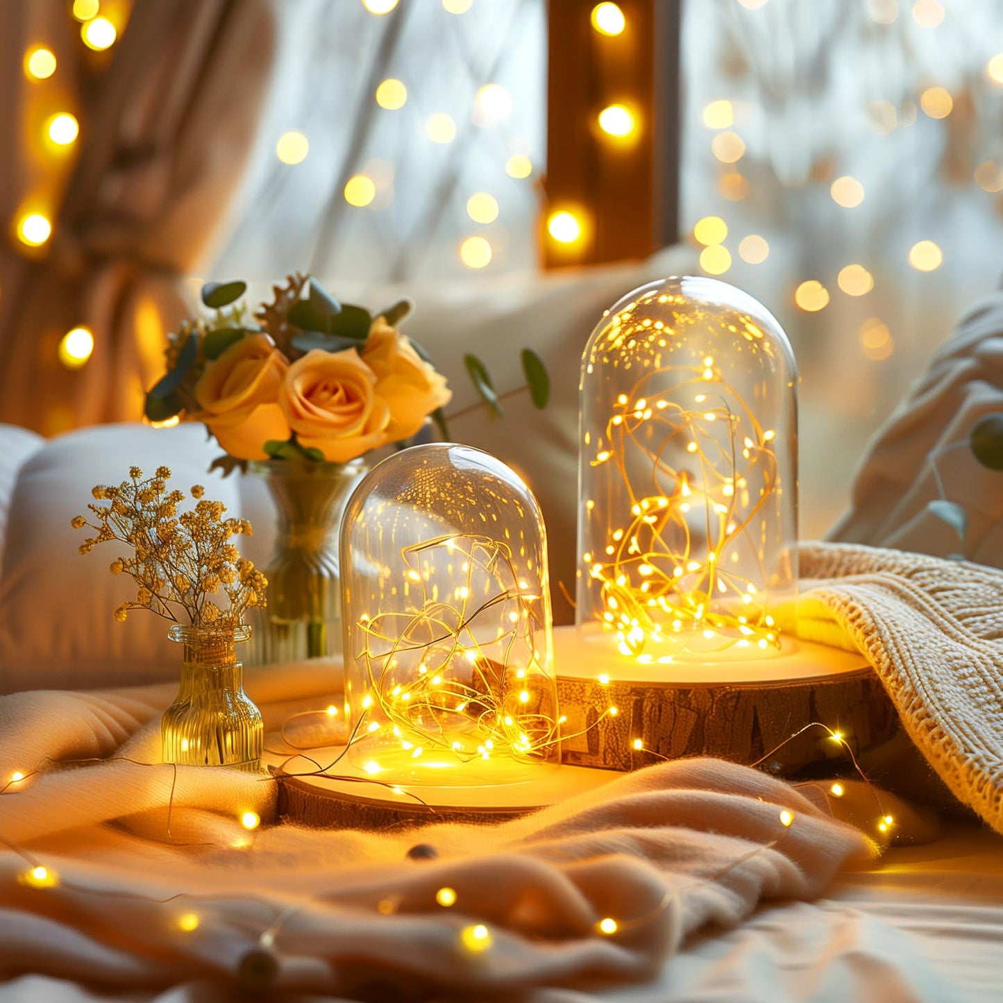 Minetom Fairy Lights, 66ft 200LEDs Warm White String Lights, Waterproof Silver Wire for Indoor/Outdoor Use