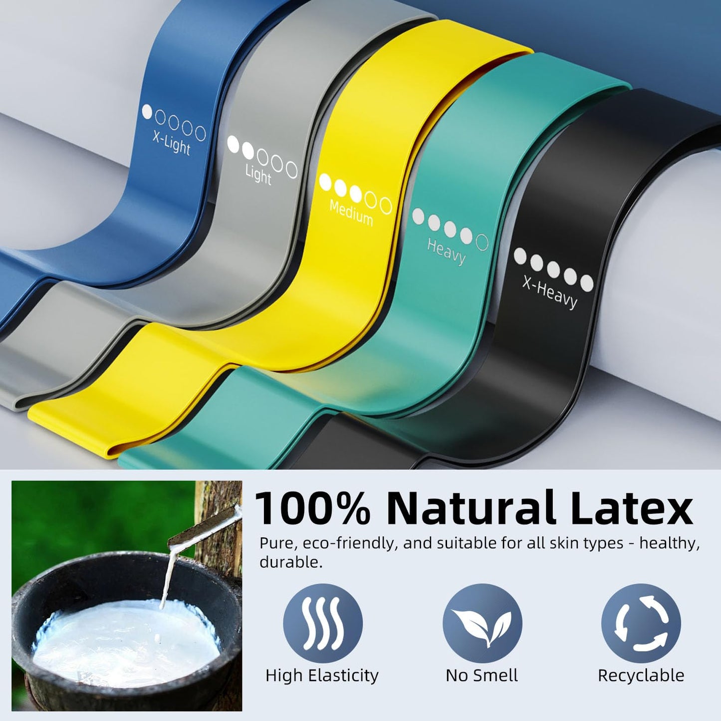 Resistance Loop Exercise Bands for Home Fitness, Yoga Pilates, Stretching, Strength Training, and Physical Therapy - Elastic Bands Set Workout Bands for Women&Men - Colorful