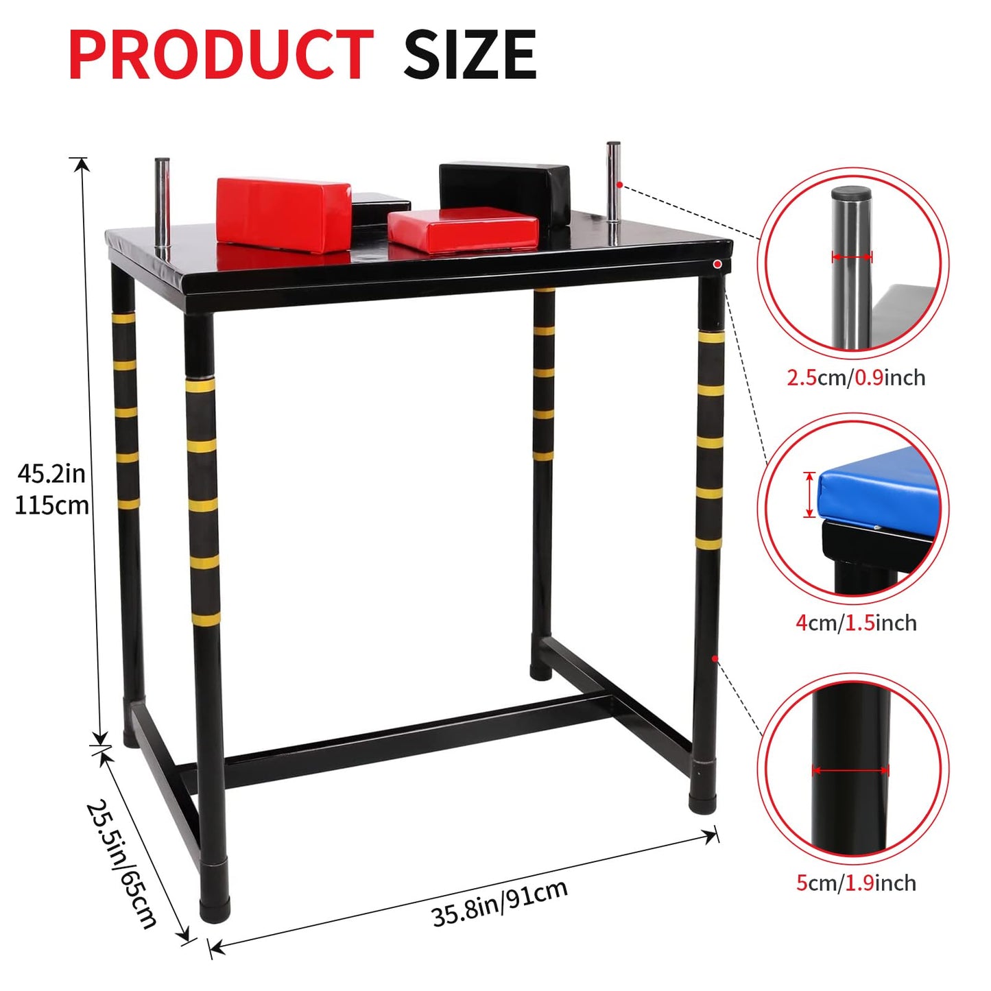 SYNTECSO Professional Arm Wrestling Battle Table, Arm Wrestling Table with Detachable Wrist Force, Elbow Pads for Gym Club Sports Fields Homes (Black)