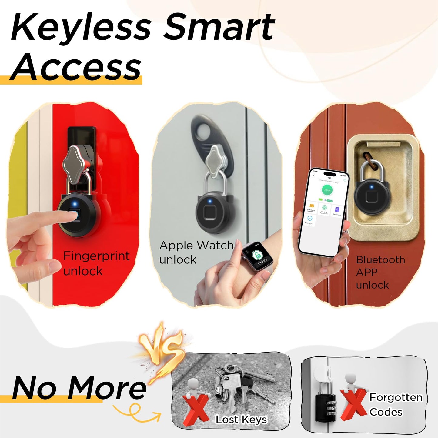 Fingerprint Lock, Dhiedas Gym Locker Lock with Fingerprint Bluetooth APP, Biometric Finger Print Padlock with Keyless, Waterproof Smart Padlock for Locker School Suitcase Cabinet Storage